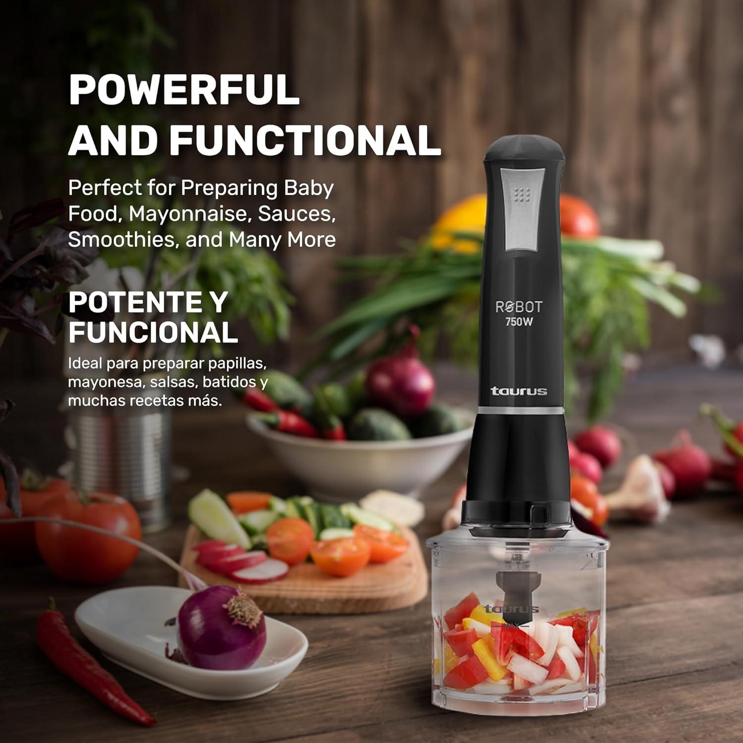 Batidora de Inmersión Taurus ROBOT 500 INOX 500W Accesorios