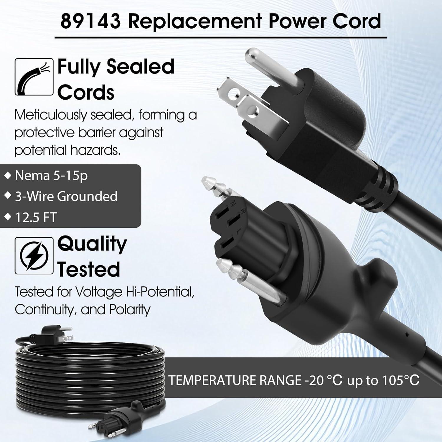Cable de Alimentación Reemplazo VTNPQ 89143 para Licuadoras MP350/MP450/MP550/MP600/MP800 Turbo - 381 cm PVC Resistente