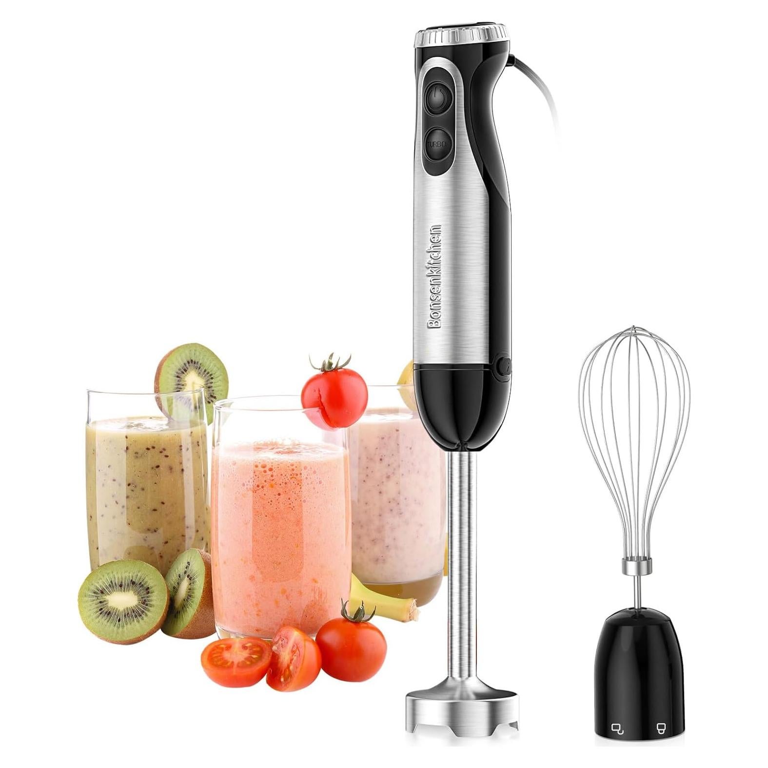 Batidora de Inmersión Bonsenkitchen 500W 20 Velocidades Acero Inoxidable