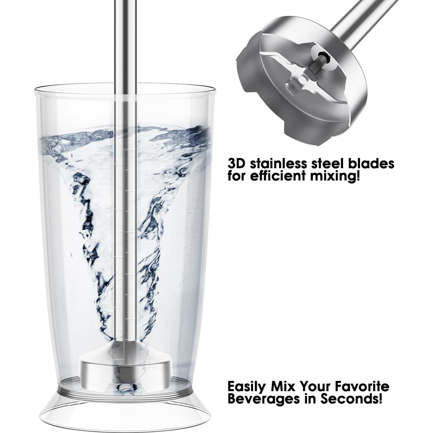 Batidora de Inmersión Blackcow 800W 6 Velocidades con Accesorios