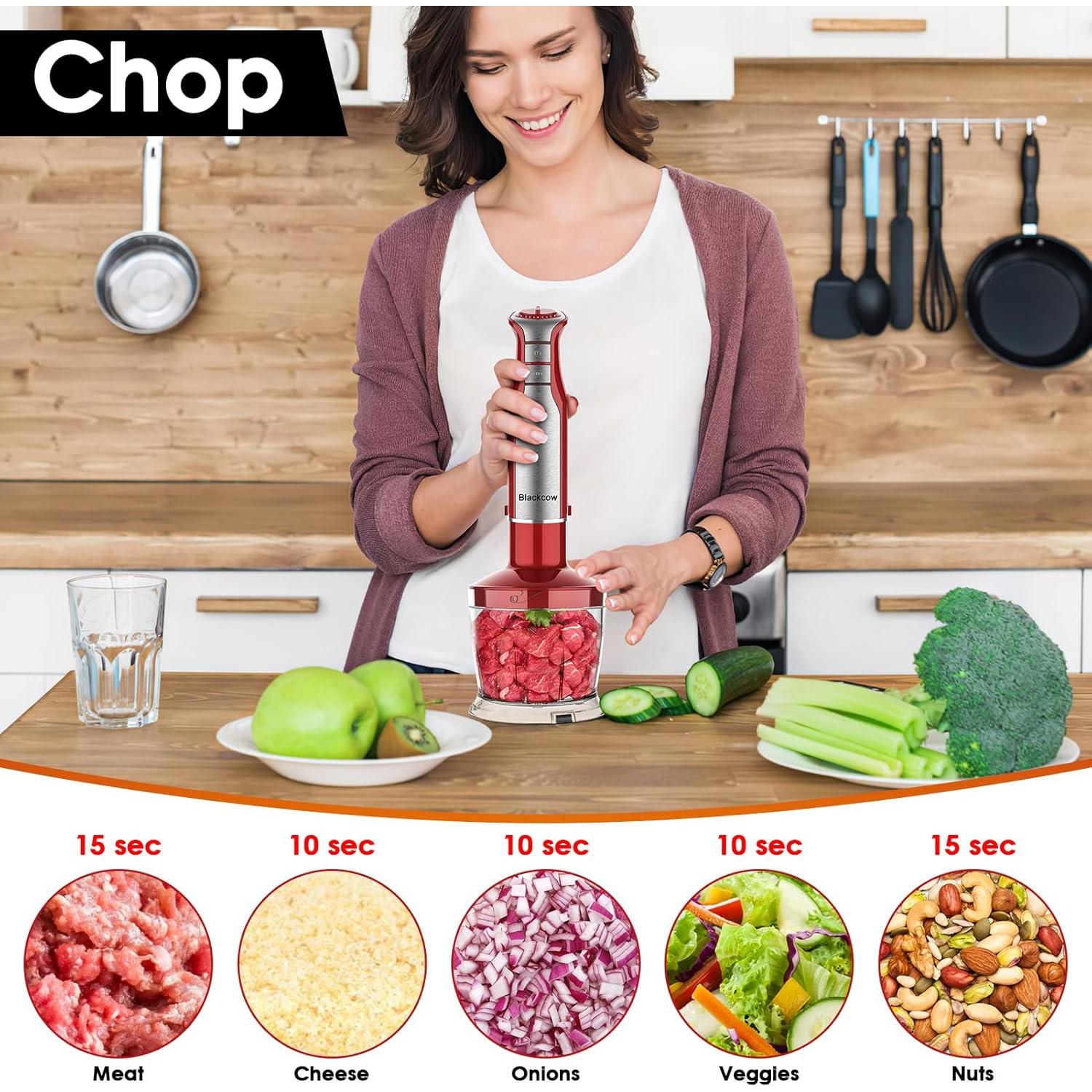 Batidora de Inmersión Blackcow 800W 6 Velocidades con Accesorios