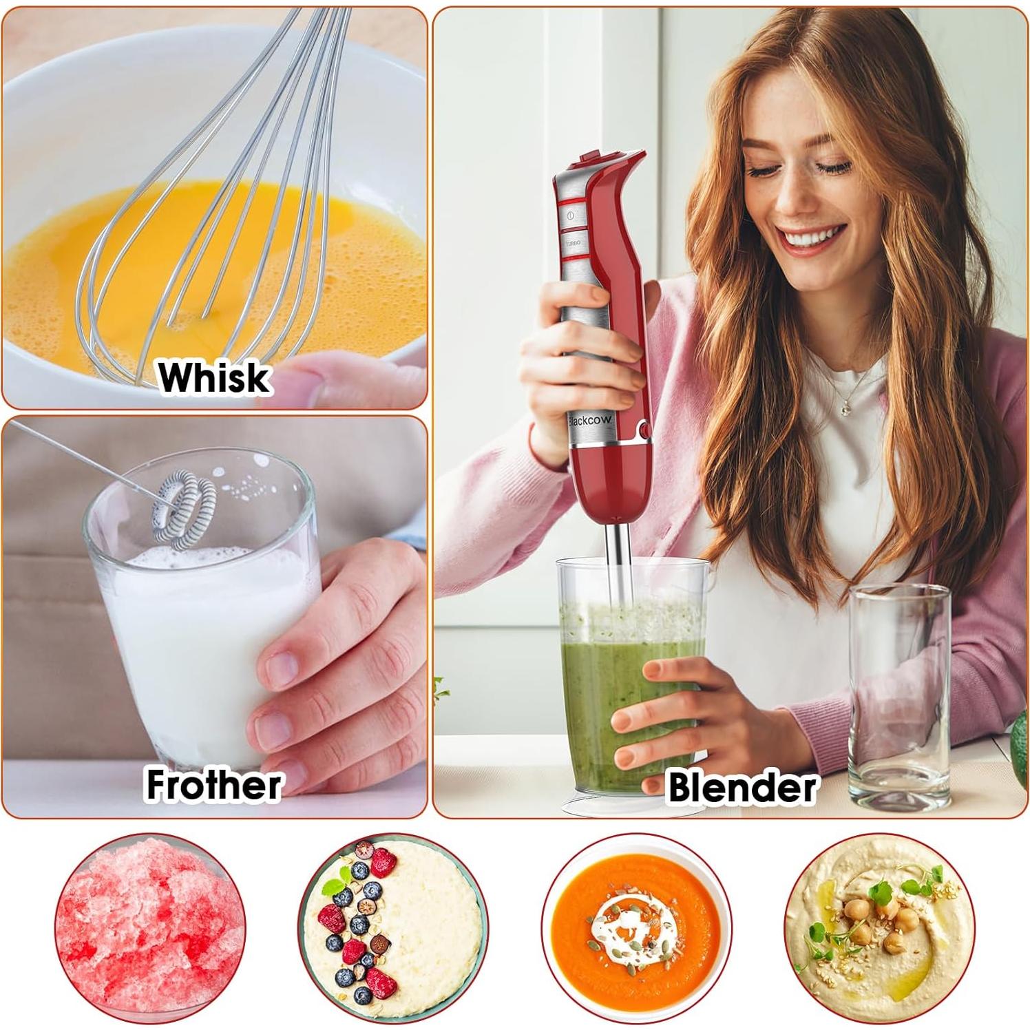 Batidora de Inmersión Blackcow 800W 6 Velocidades con Accesorios