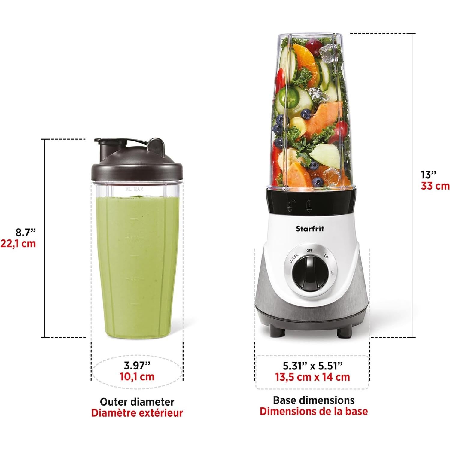 Licuadora Personal Starfrit 300W - 2 Tazas 828ml - 3 Velocidades