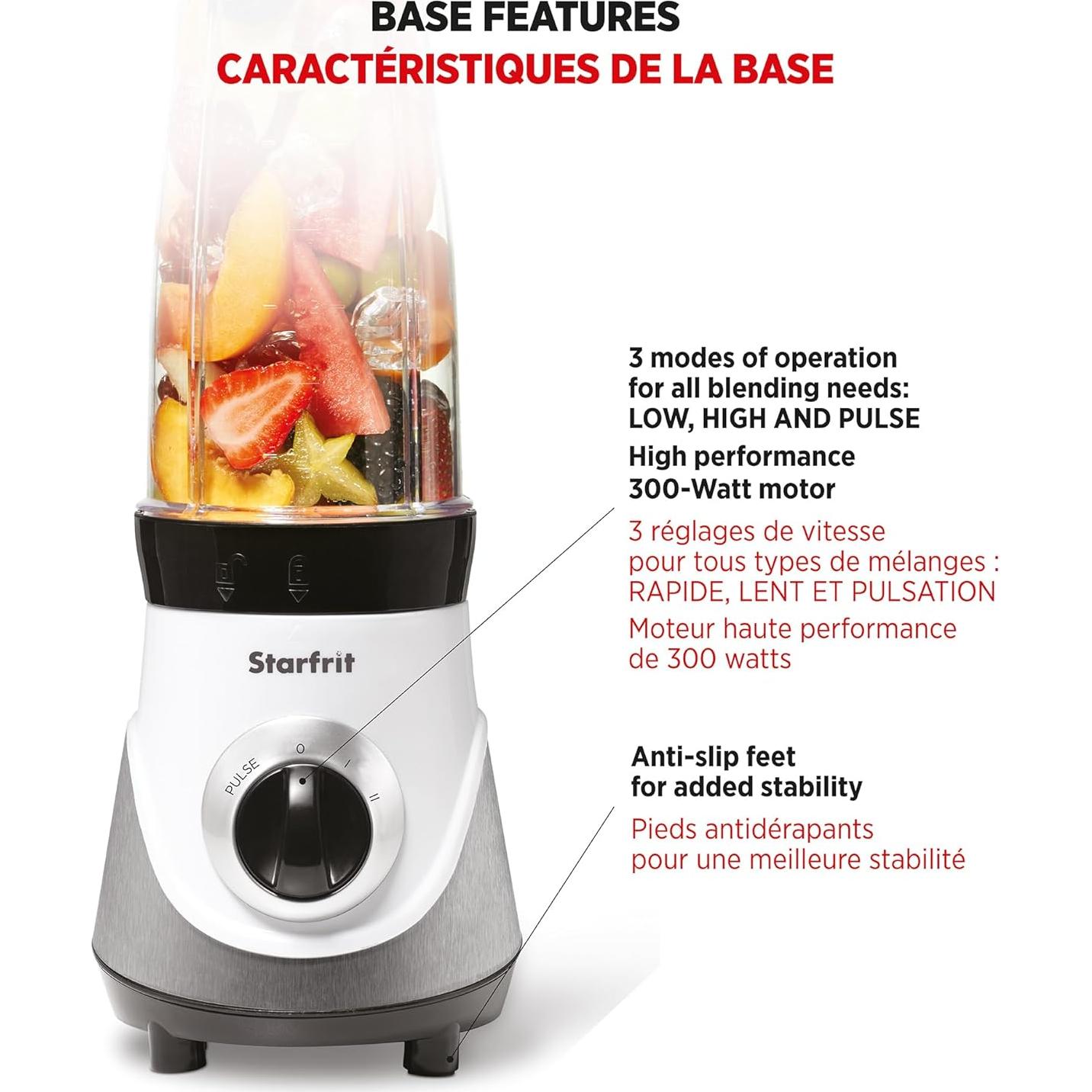 Licuadora Personal Starfrit 300W - 2 Tazas 828ml - 3 Velocidades