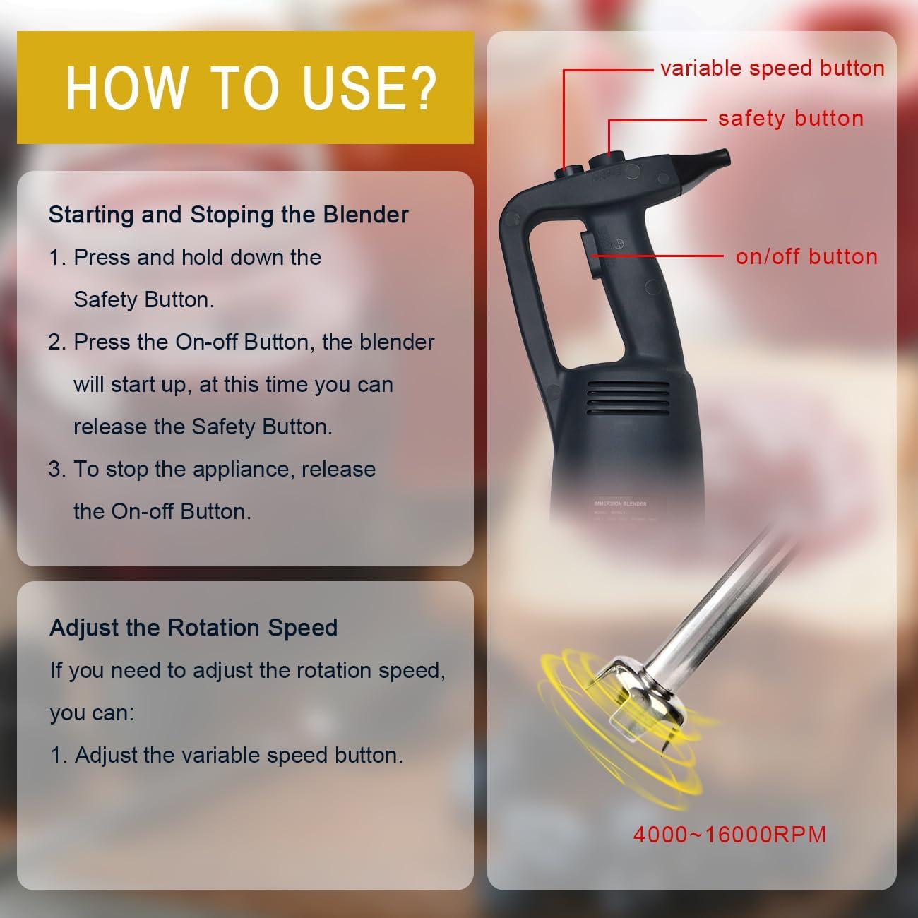 Batidora de Inmersión BNDHKR 500W Ajustable Acero Inoxidable