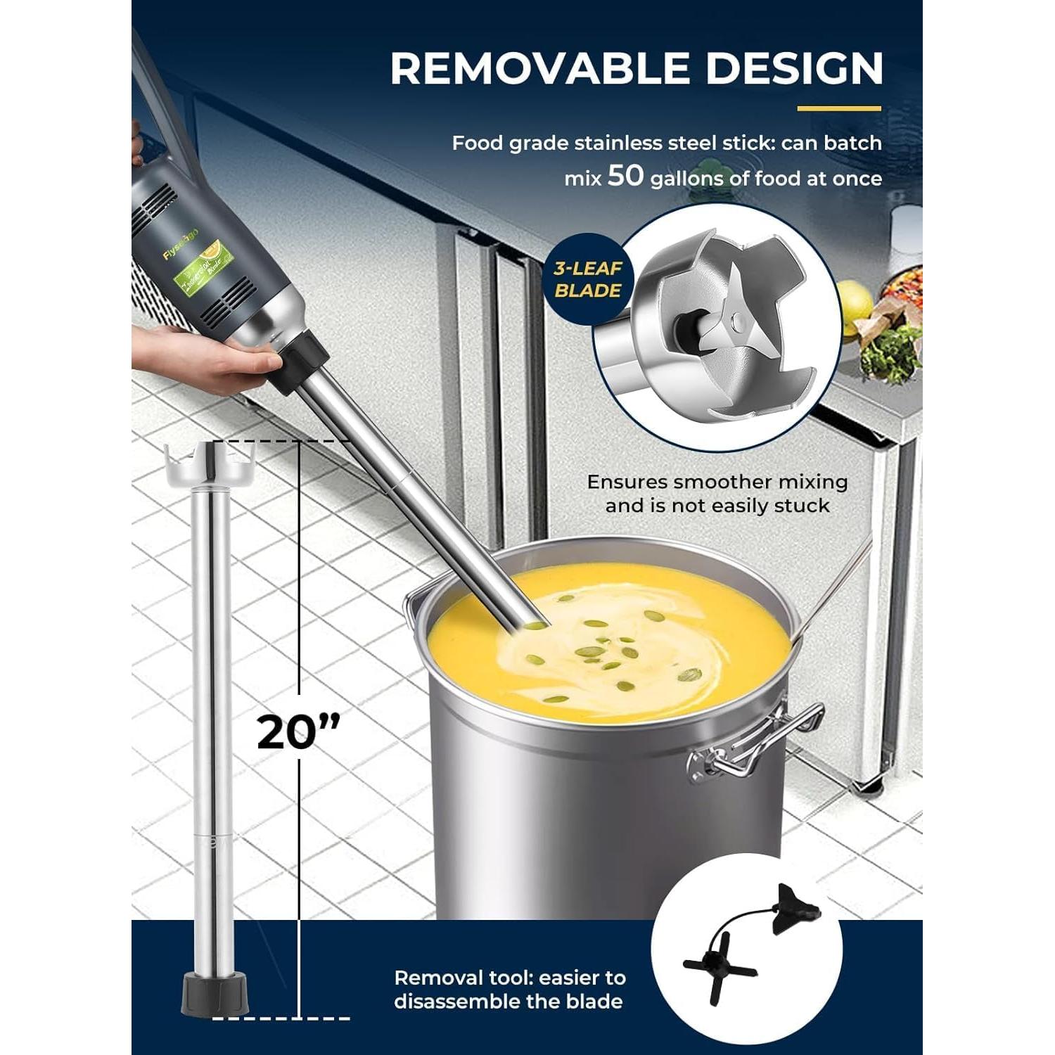 Batidora de Inmersión Flyseago 500W 20" 50L Velocidad Ajustable