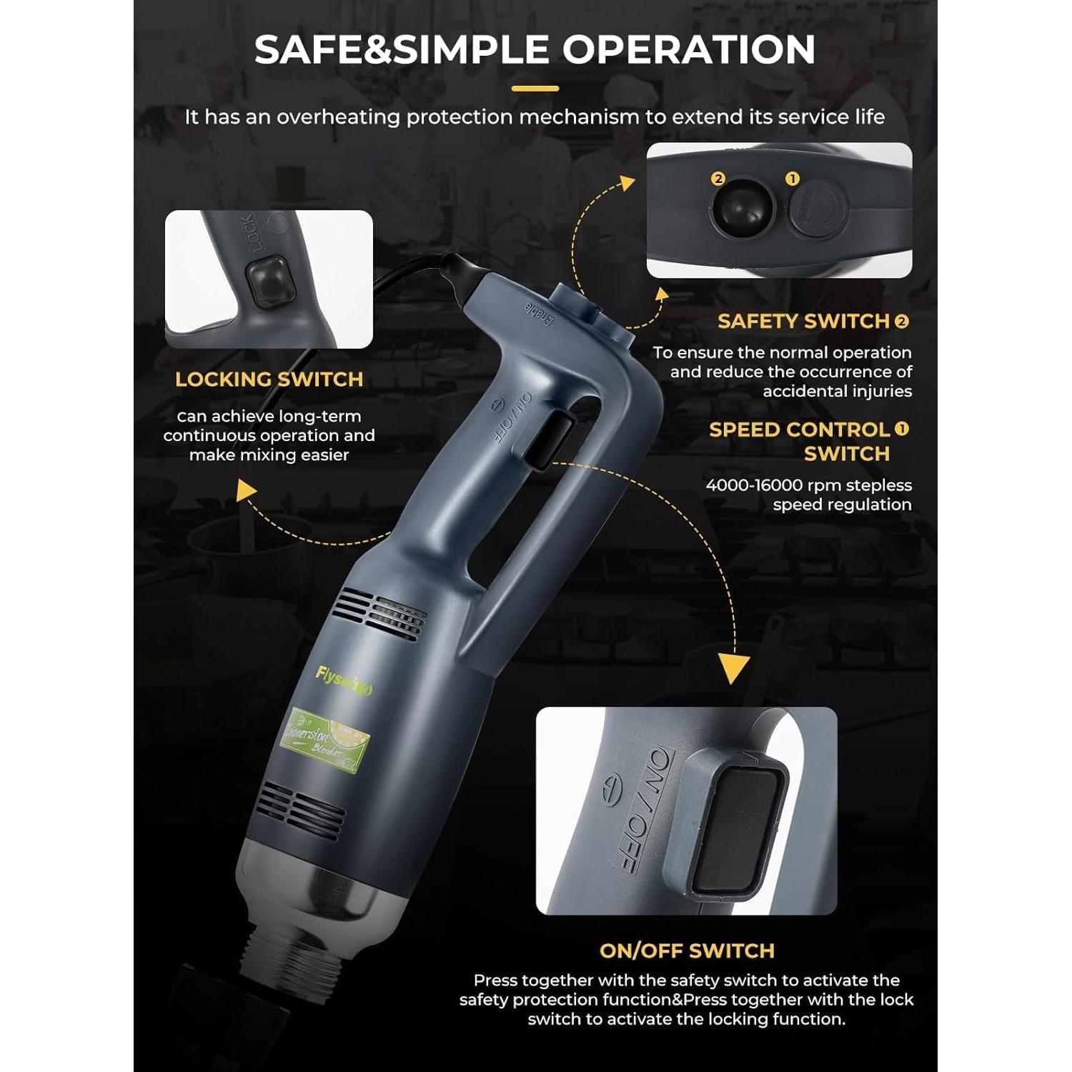 Batidora de Inmersión Flyseago 500W 20" 50L Velocidad Ajustable