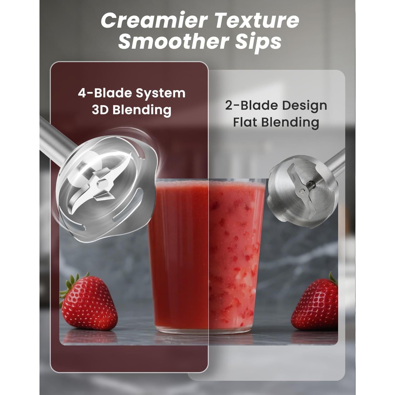 Batidora de Inmersión Juissiart 1000W 20 Velocidades Acero Inoxidable