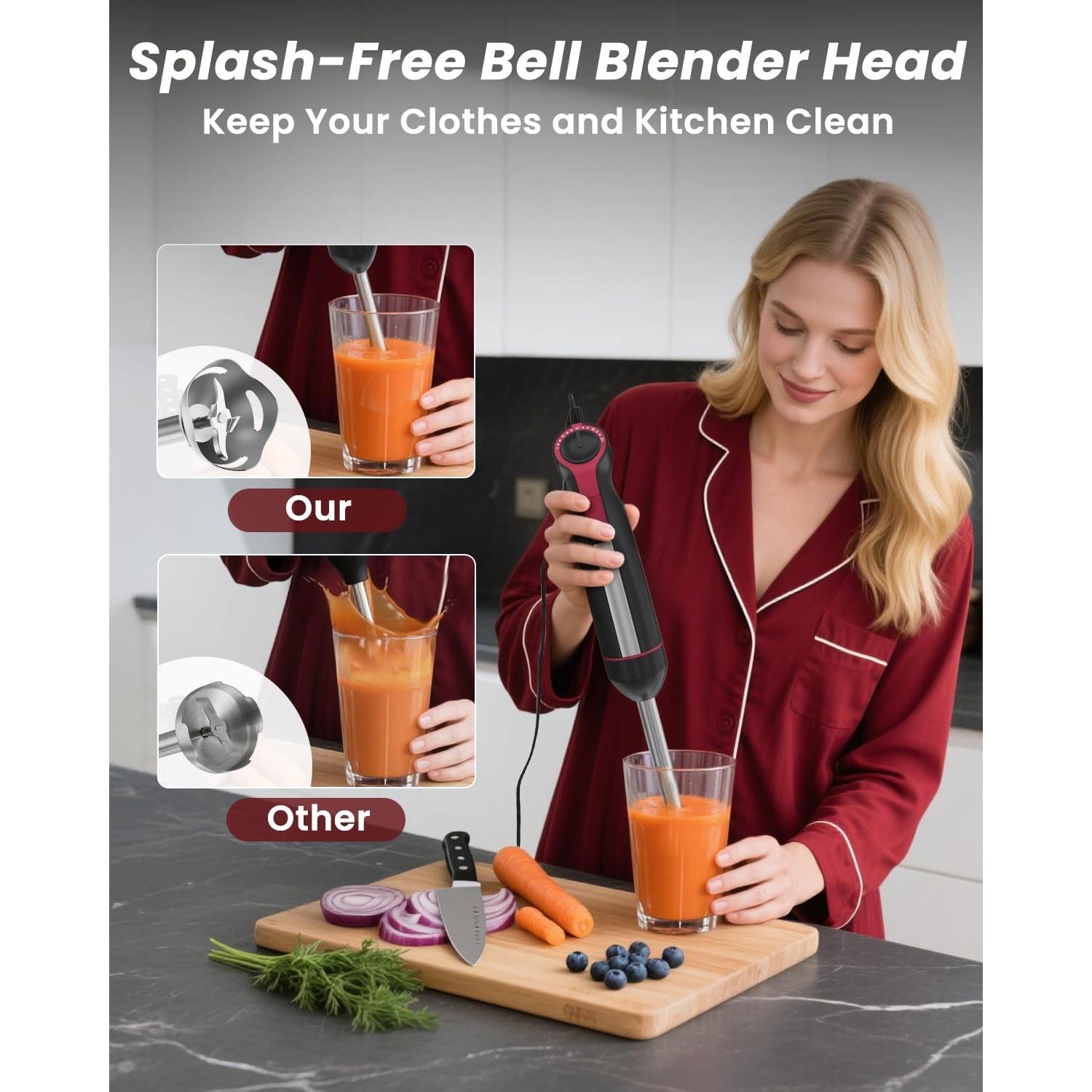 Batidora de Inmersión Juissiart 1000W 20 Velocidades Acero Inoxidable