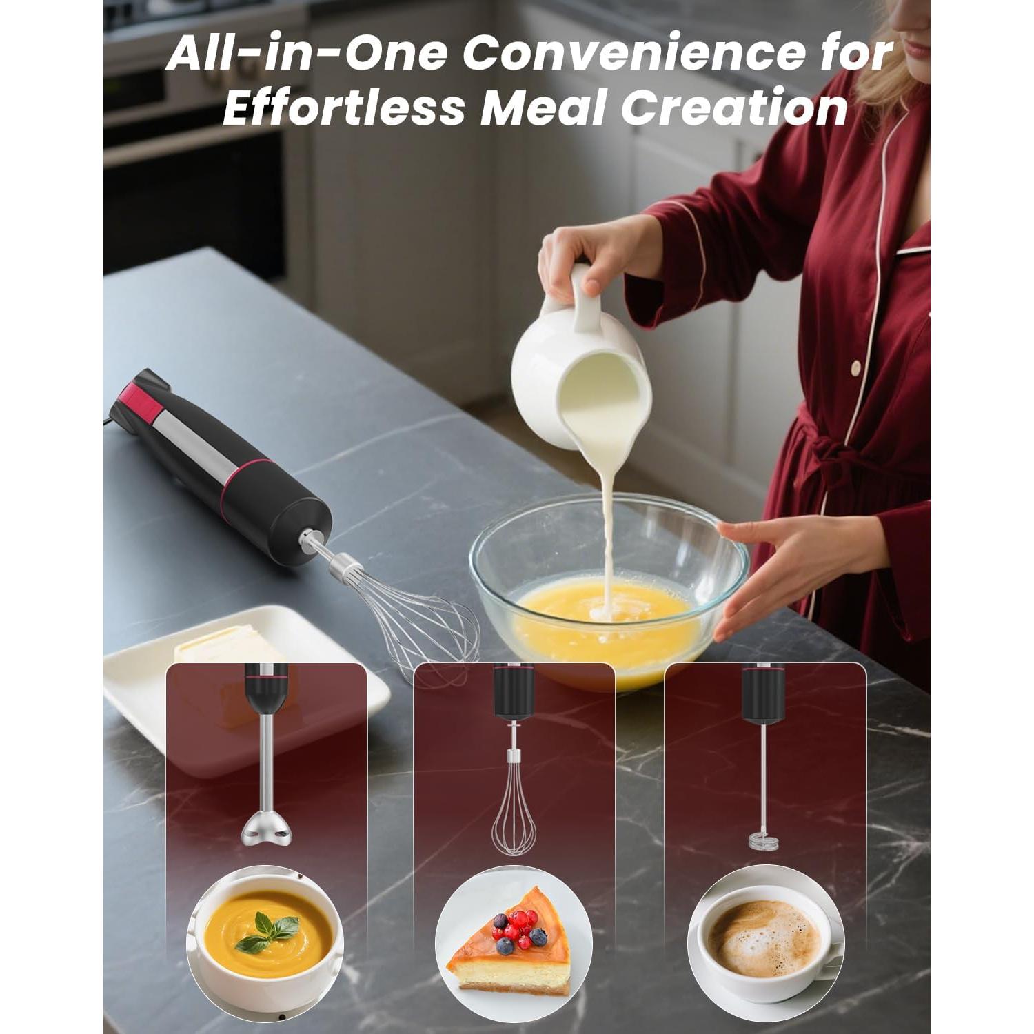 Batidora de Inmersión Juissiart 1000W 20 Velocidades Acero Inoxidable