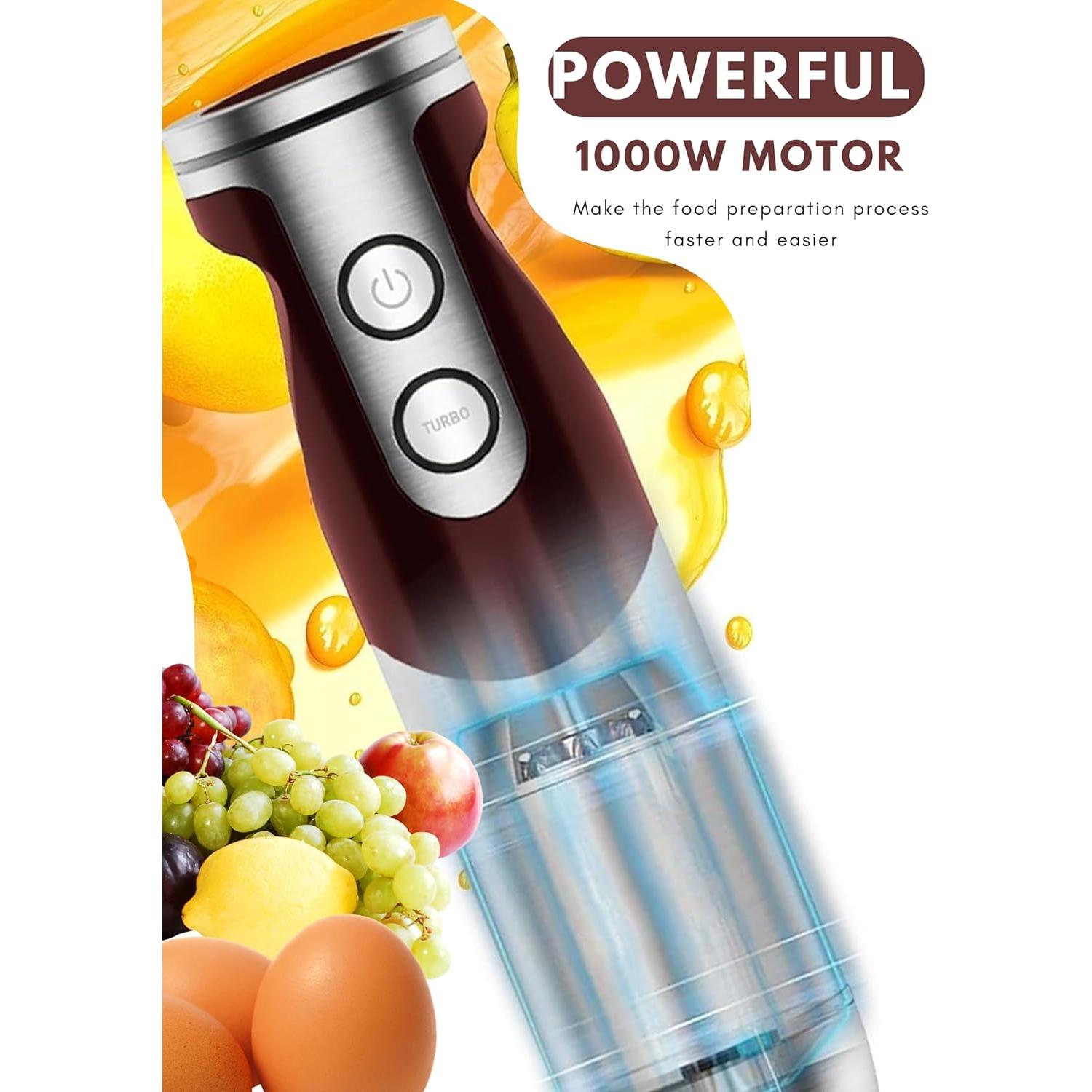 Batidora de Mano Megawise 3-en-1 1000W 12 Velocidades - Negro