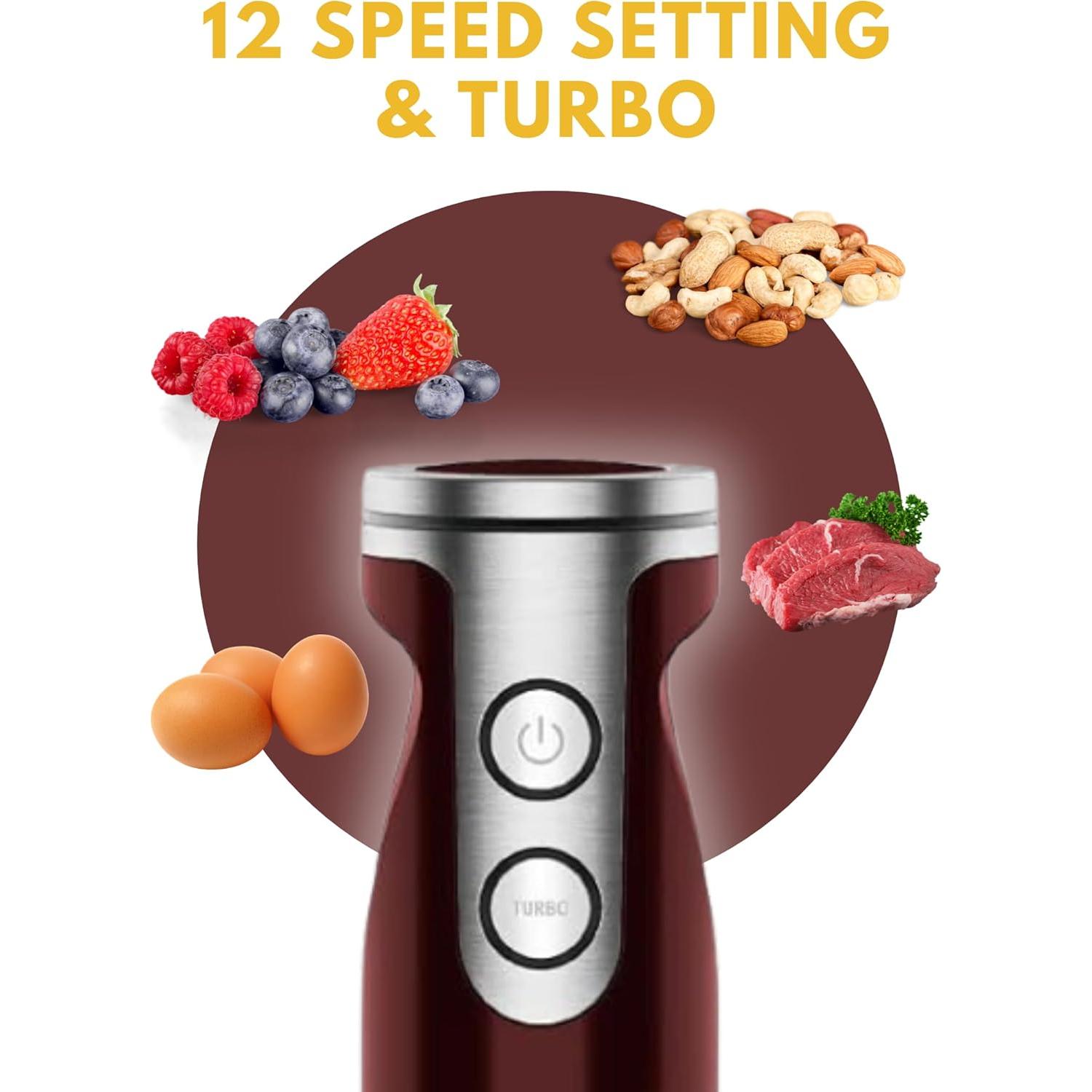 Batidora de Mano Megawise 3-en-1 1000W 12 Velocidades - Negro