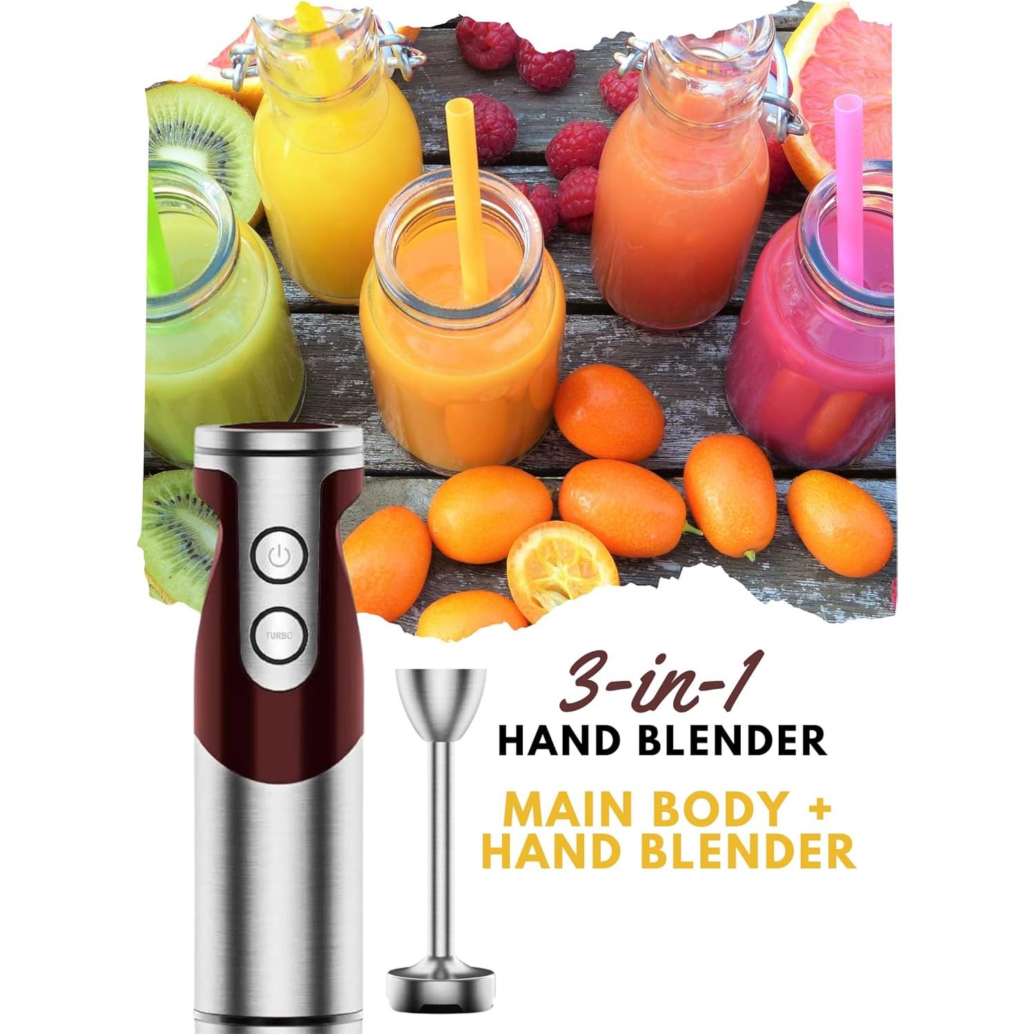 Batidora de Mano Megawise 3-en-1 1000W 12 Velocidades - Negro