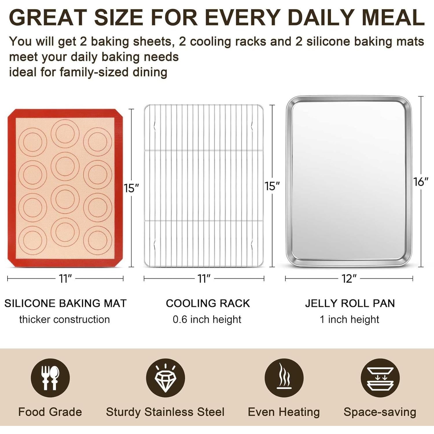 Kit de Horneado TeamFar - 2 Bandejas 40.6cm + Rejillas y Tapetes