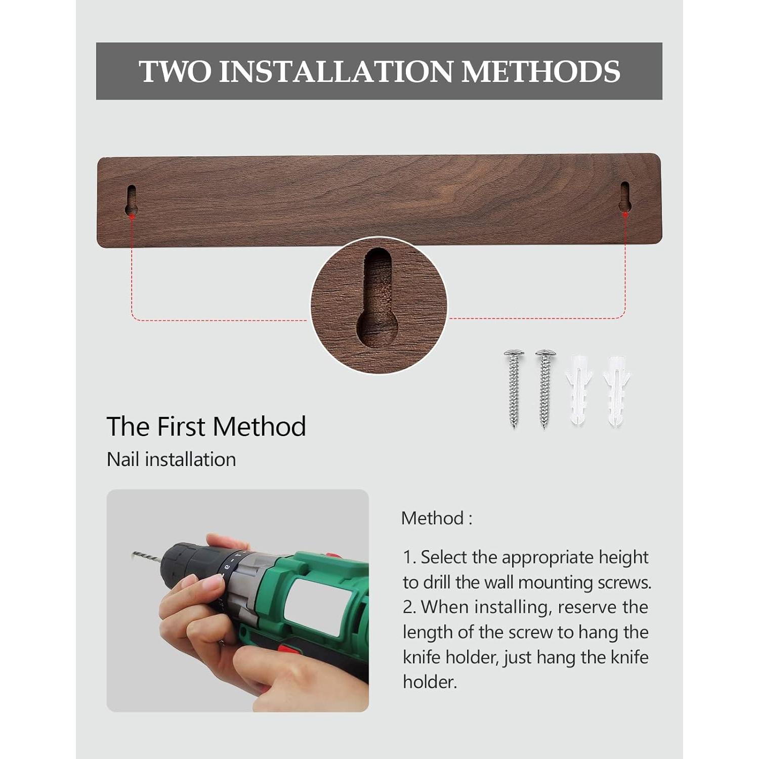 Soporte Magnético para Cuchillos XINZUO de Madera de Nogal 40 cm