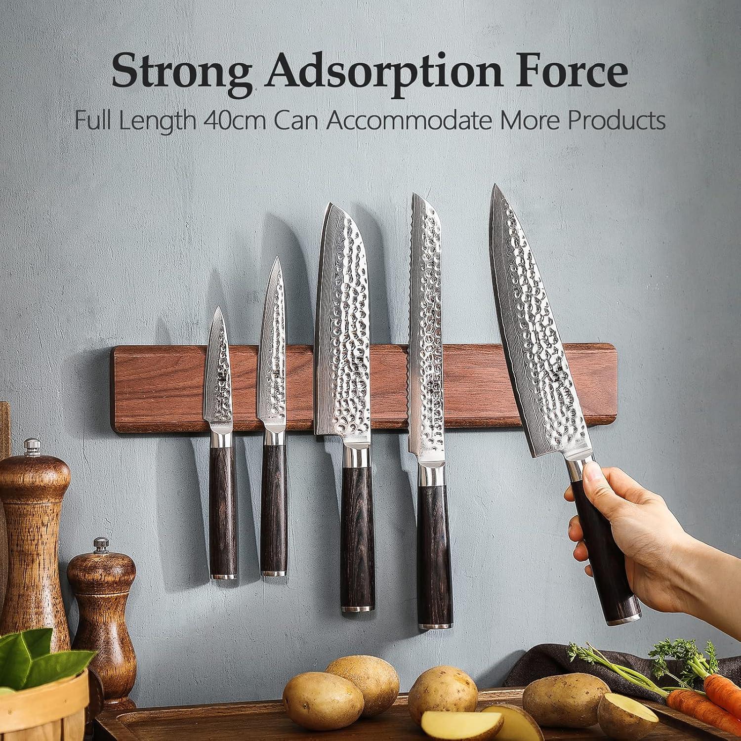 Soporte Magnético para Cuchillos XINZUO de Madera de Nogal 40 cm