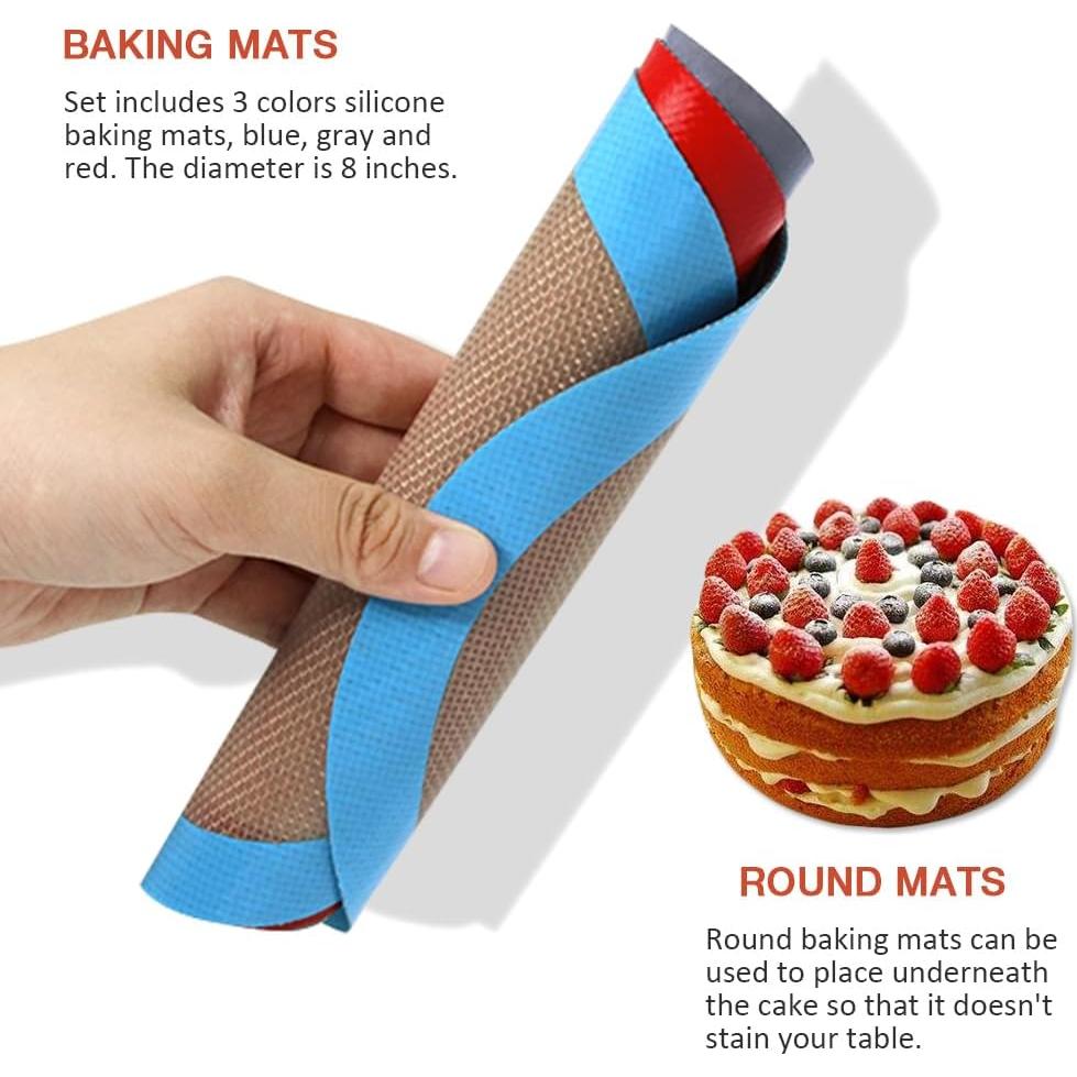 Juego de 3 Tapetes de Silicona Redondos 20 cm Goalfly