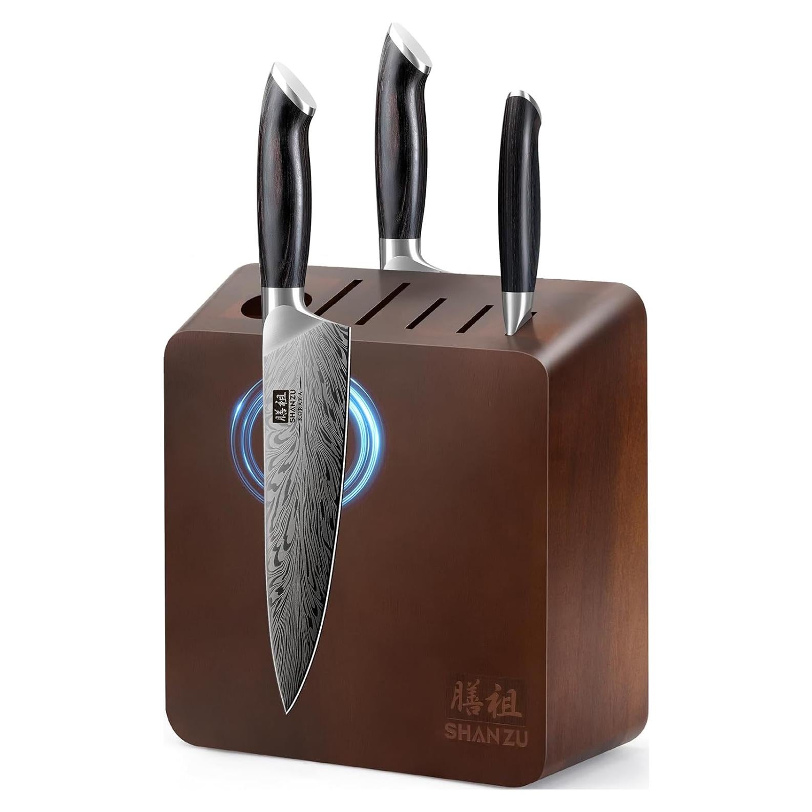 Bloque Magnético para Cuchillos SHAN ZU de Madera Acacia 23.9x9.7 cm