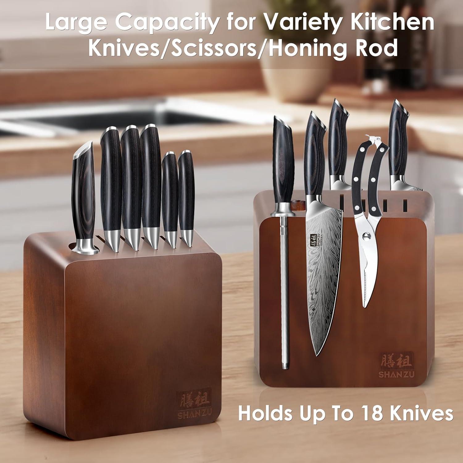 Bloque Magnético para Cuchillos SHAN ZU de Madera Acacia 23.9x9.7 cm
