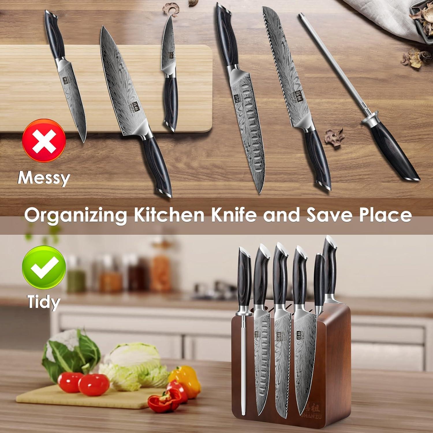 Bloque Magnético para Cuchillos SHAN ZU de Madera Acacia 23.9x9.7 cm