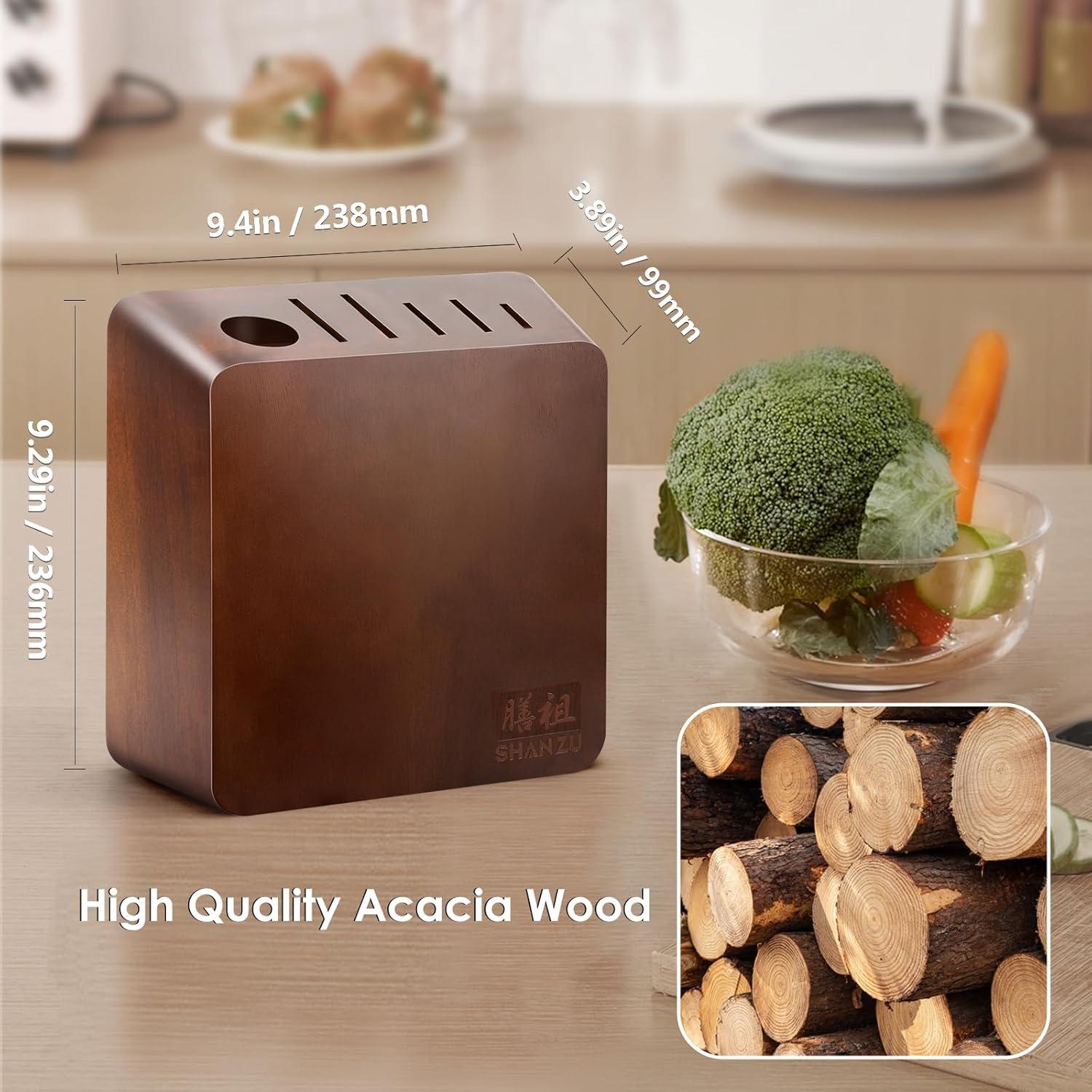 Bloque Magnético para Cuchillos SHAN ZU de Madera Acacia 23.9x9.7 cm