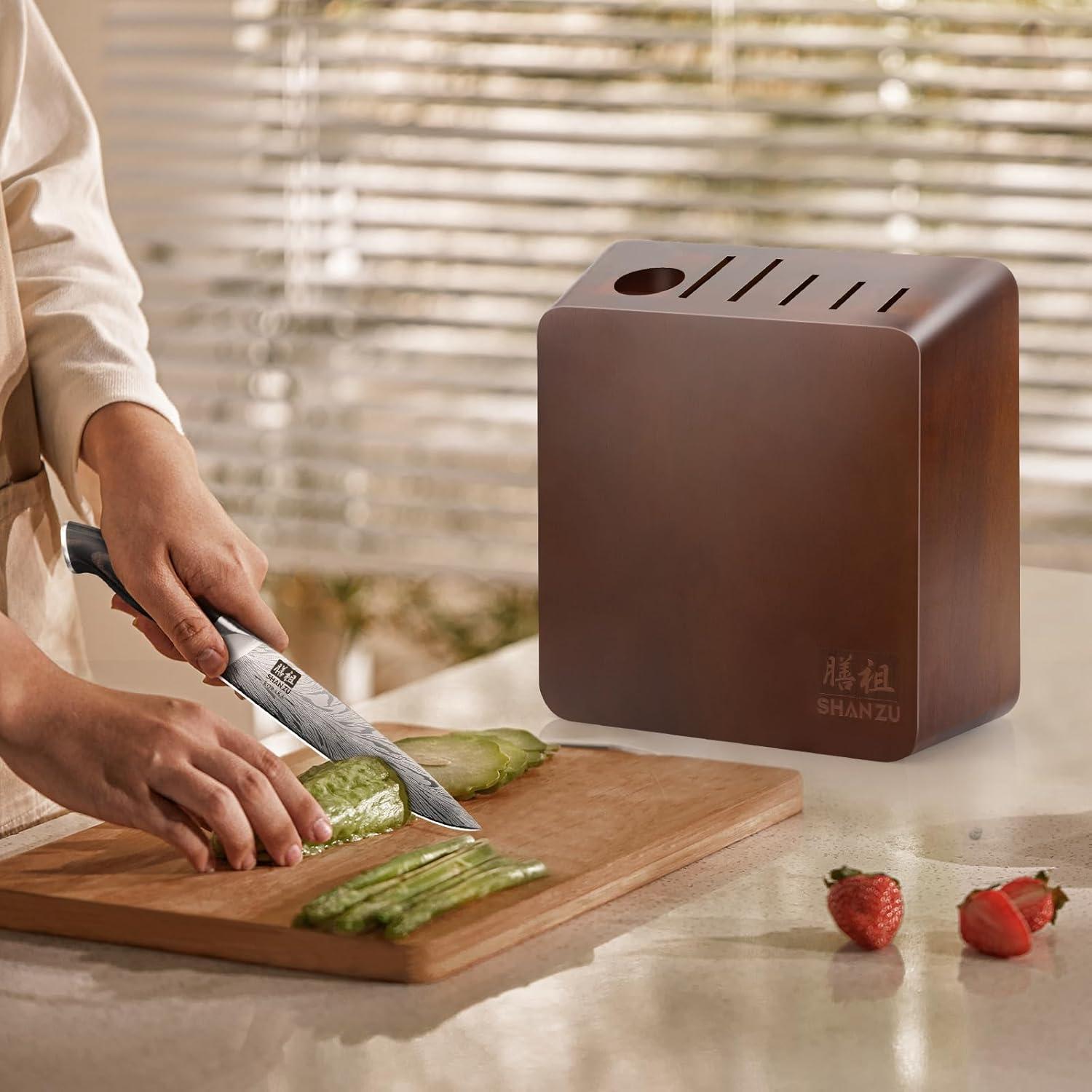 Bloque Magnético para Cuchillos SHAN ZU de Madera Acacia 23.9x9.7 cm