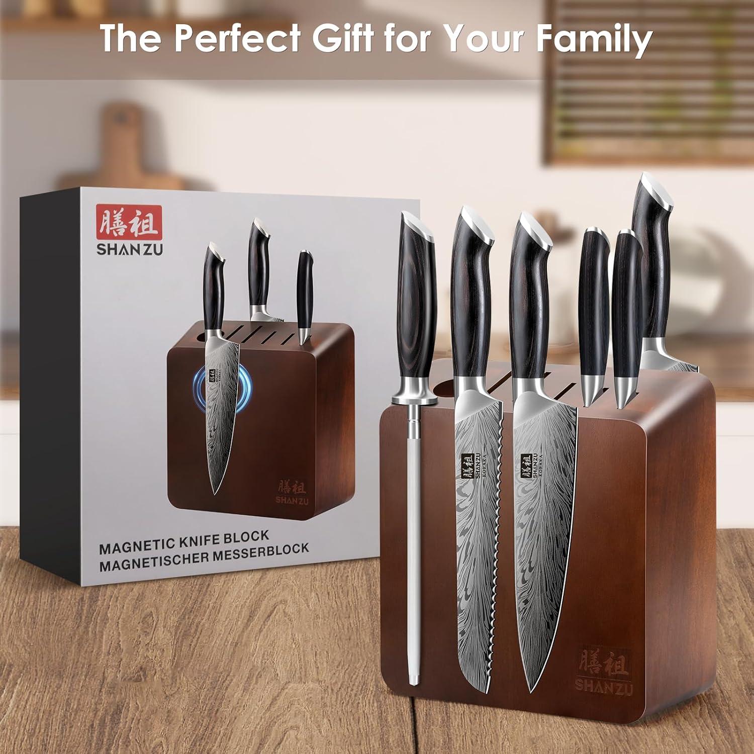 Bloque Magnético para Cuchillos SHAN ZU de Madera Acacia 23.9x9.7 cm