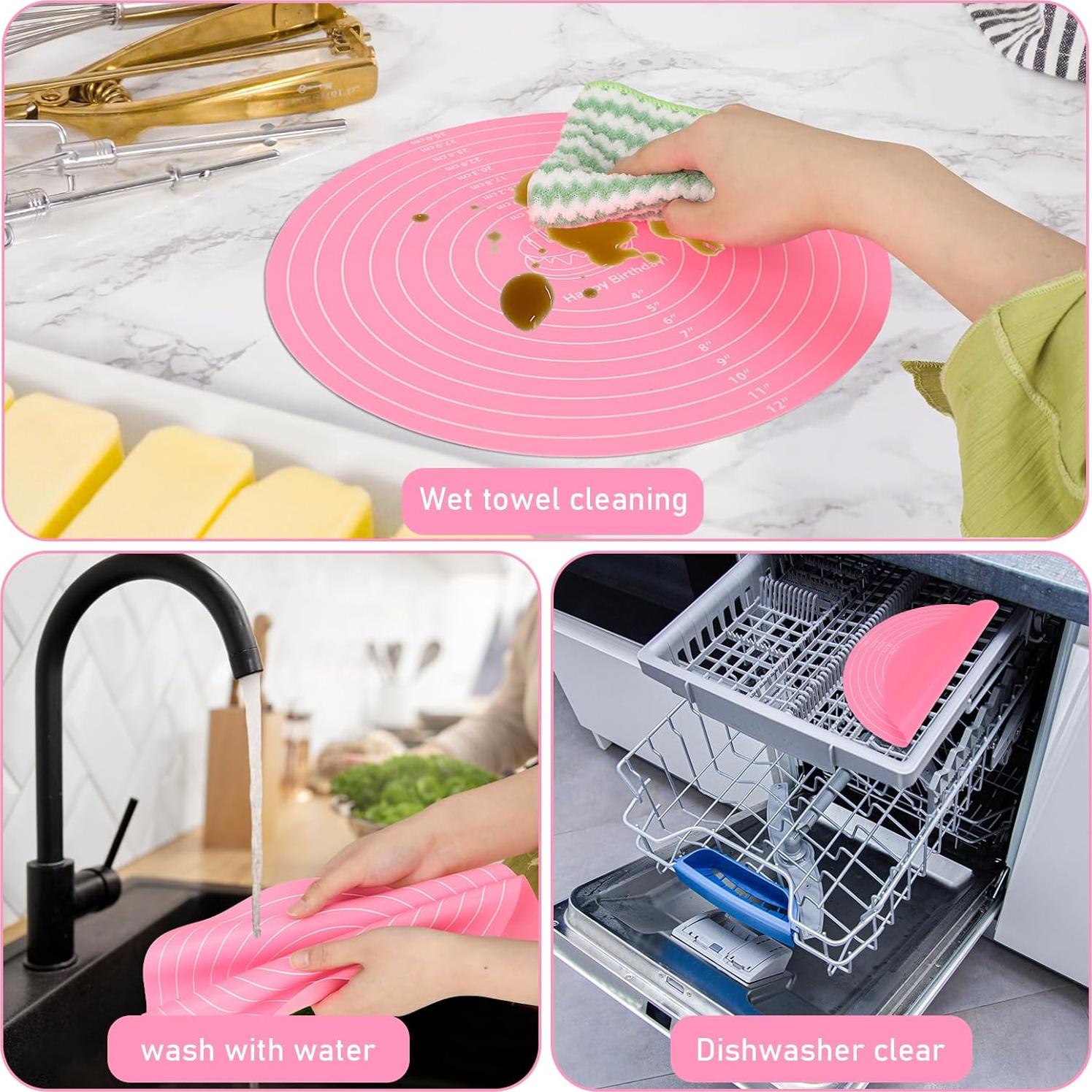 Alfombrilla de Silicona KALIONE 30 cm Redonda Antiadherente Rosa