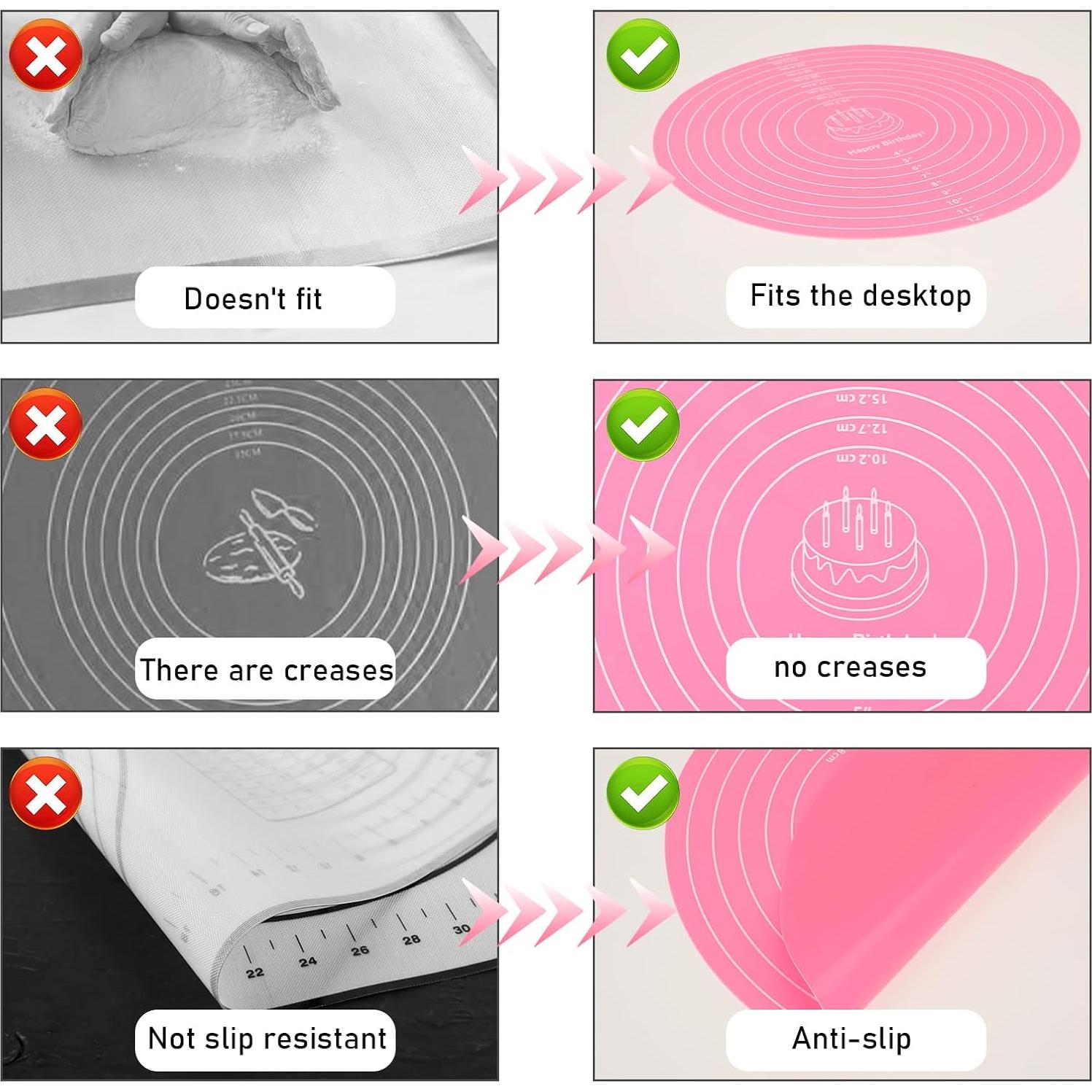 Alfombrilla de Silicona KALIONE 30 cm Redonda Antiadherente Rosa