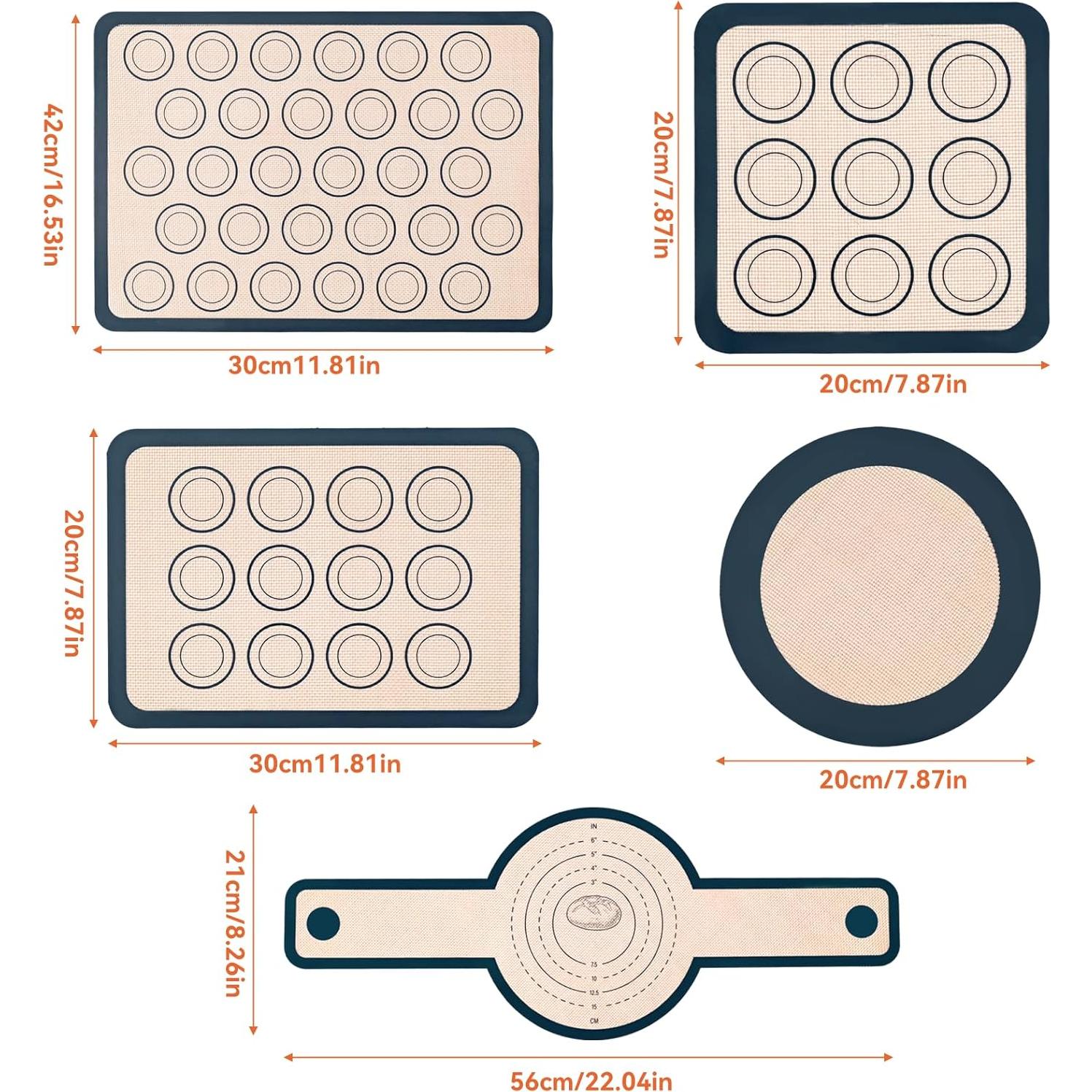 Estera de Hornear de Silicona GaesQae 5 Piezas Antiadherente