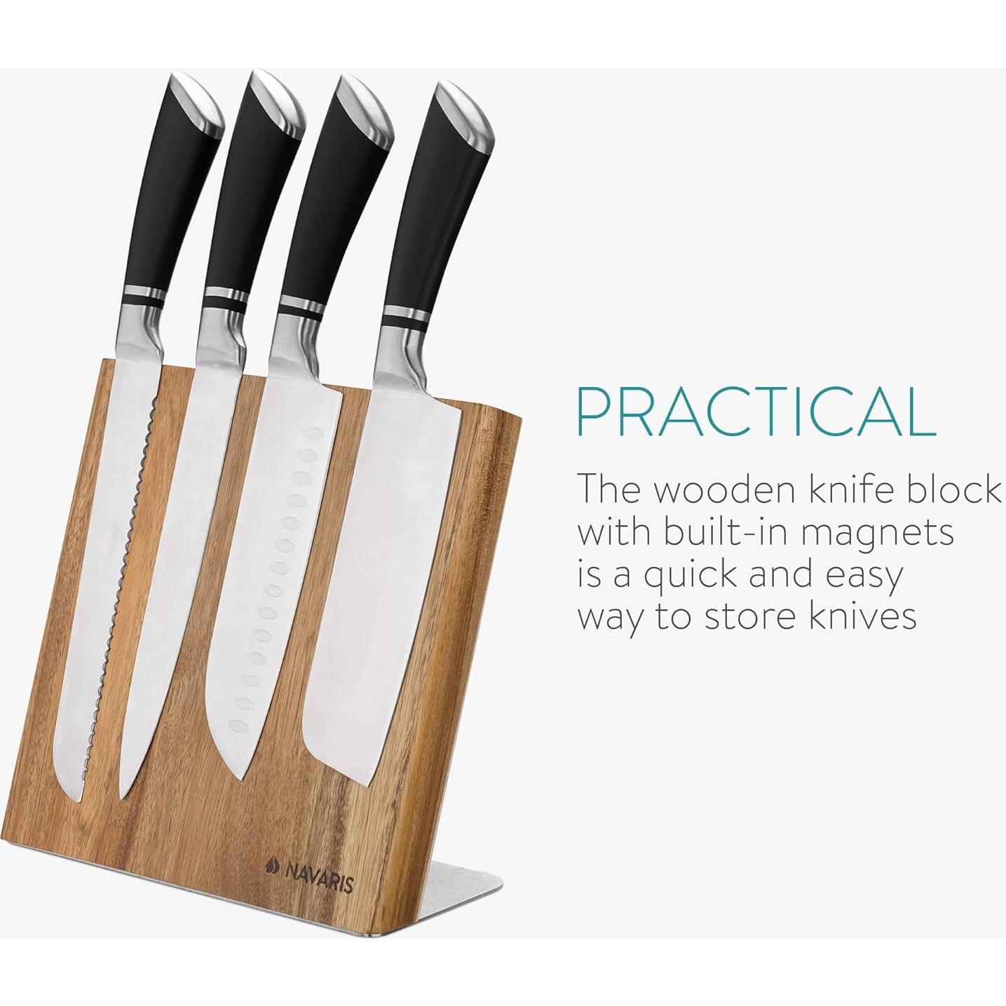 Soporte Magnético de Madera Navaris para Cuchillos 23x22.6cm
