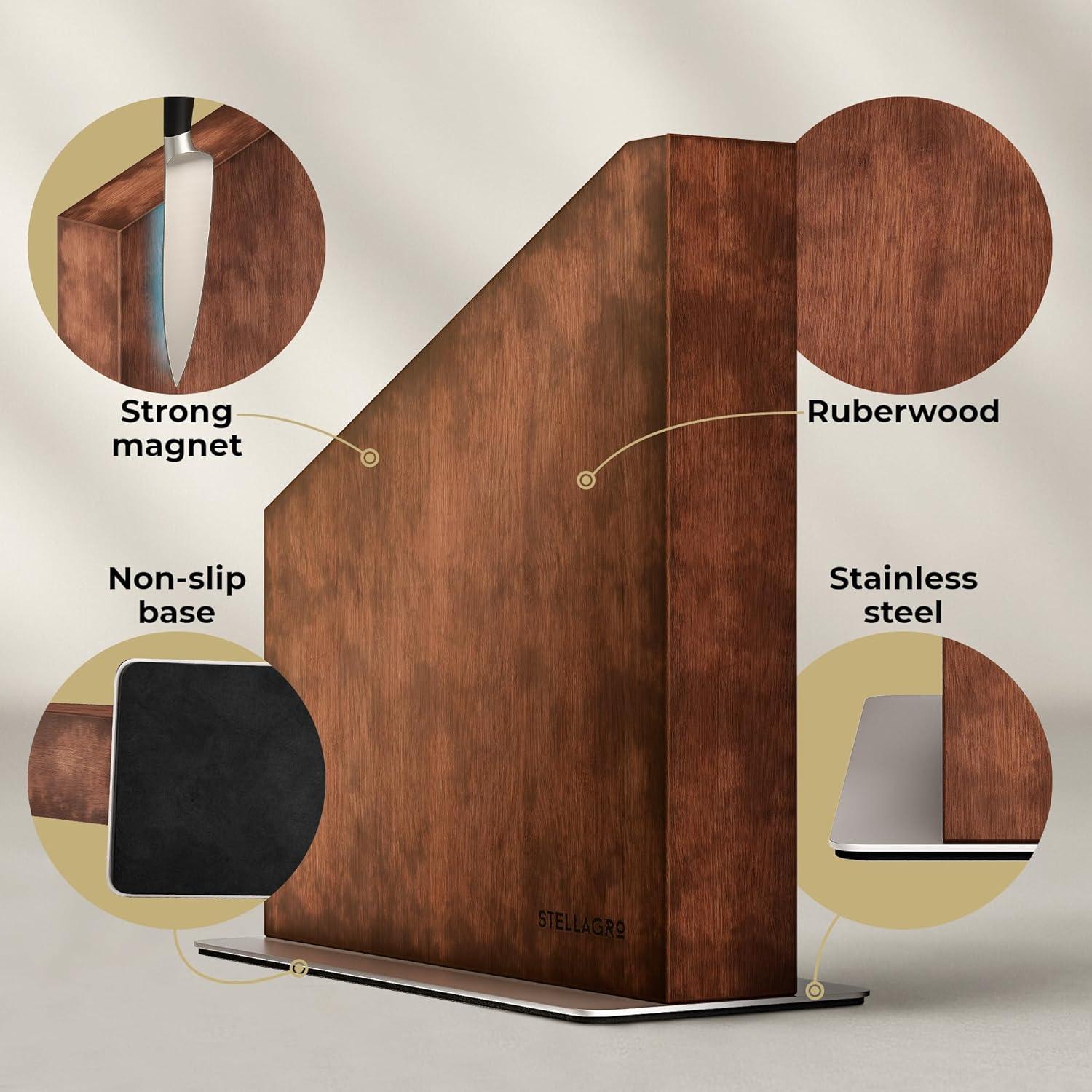 Soporte Magnético para Cuchillos Stellagro de Madera 24cm