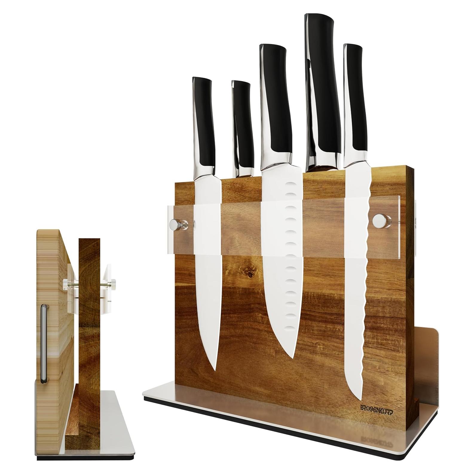 Soporte de cuchillos magnético Brosisincorp de madera acacia 2.1 kg