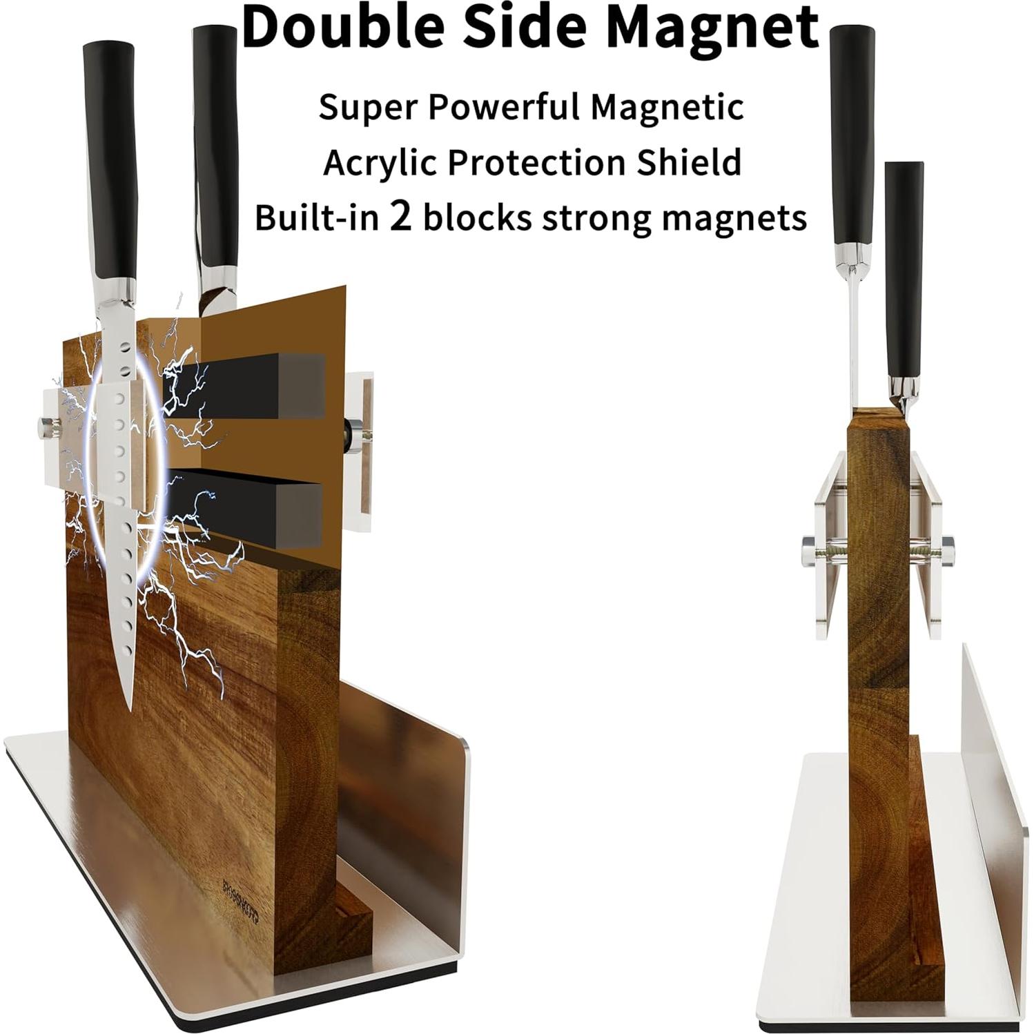 Soporte de cuchillos magnético Brosisincorp de madera acacia 2.1 kg