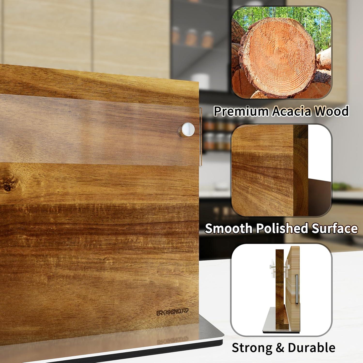 Soporte de cuchillos magnético Brosisincorp de madera acacia 2.1 kg