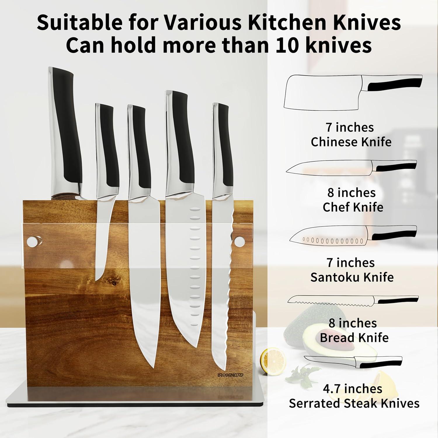 Soporte de cuchillos magnético Brosisincorp de madera acacia 2.1 kg