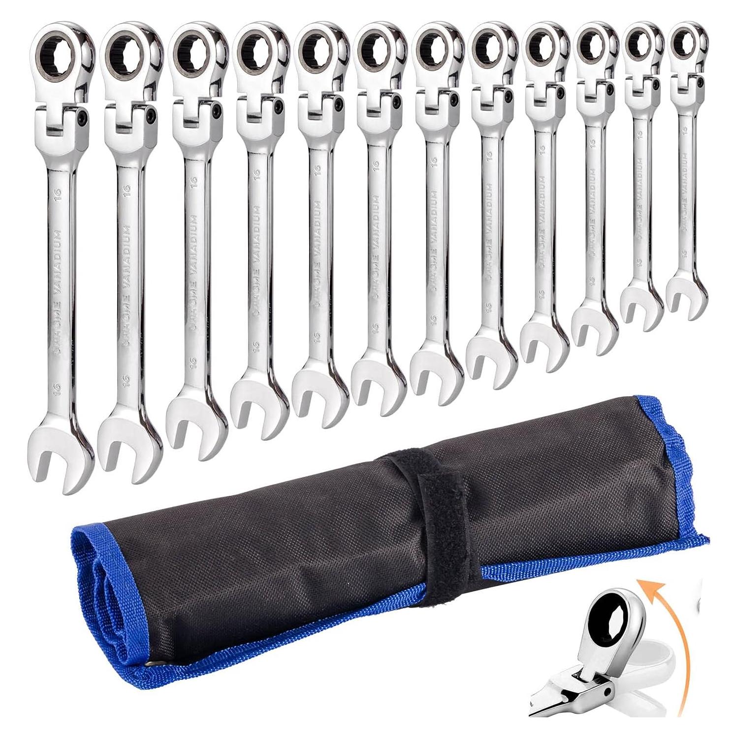 Juego de Llaves de Carraca Flexible Qukaa 12pcs 8-19mm