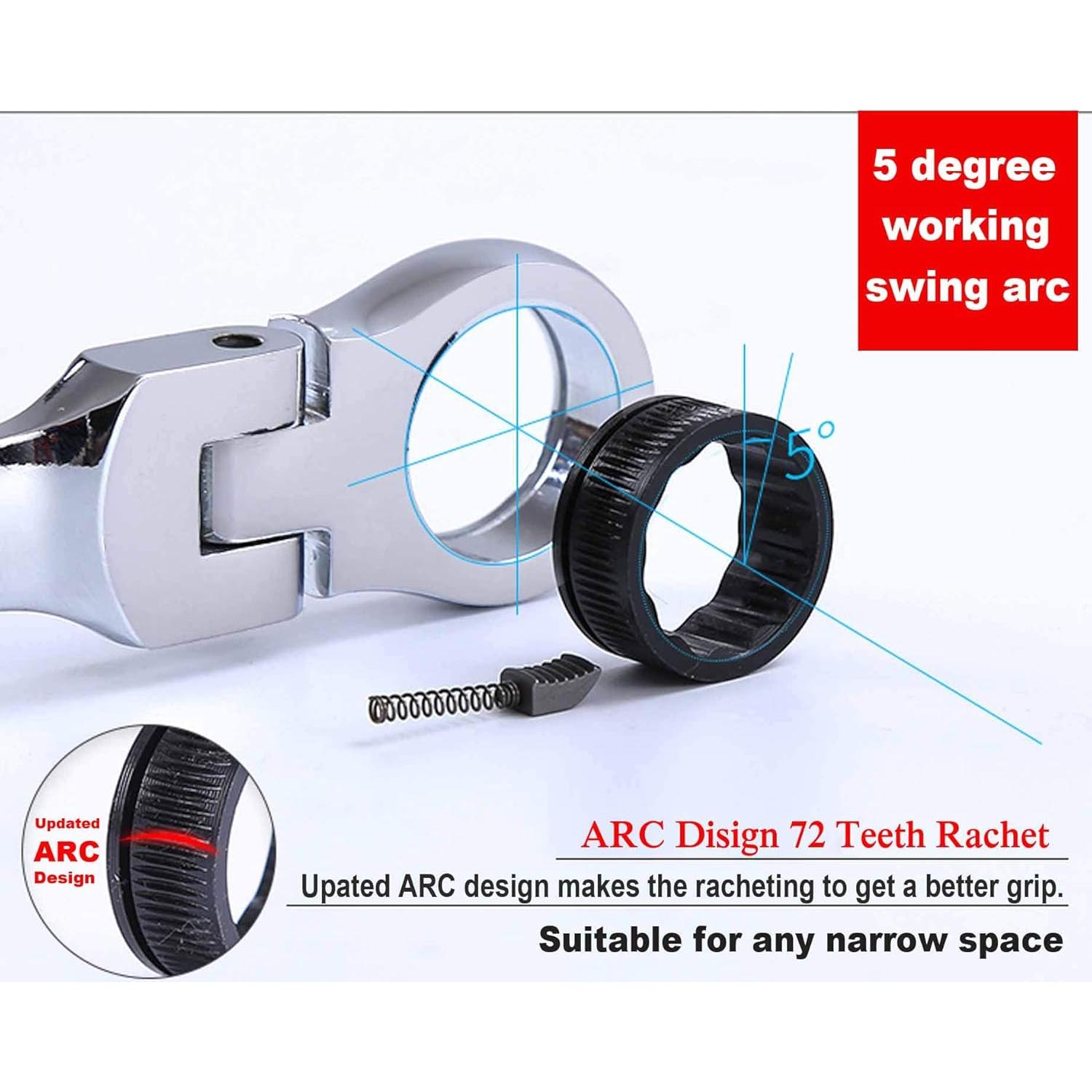 Juego de Llaves de Carraca Flexible Qukaa 12pcs 8-19mm