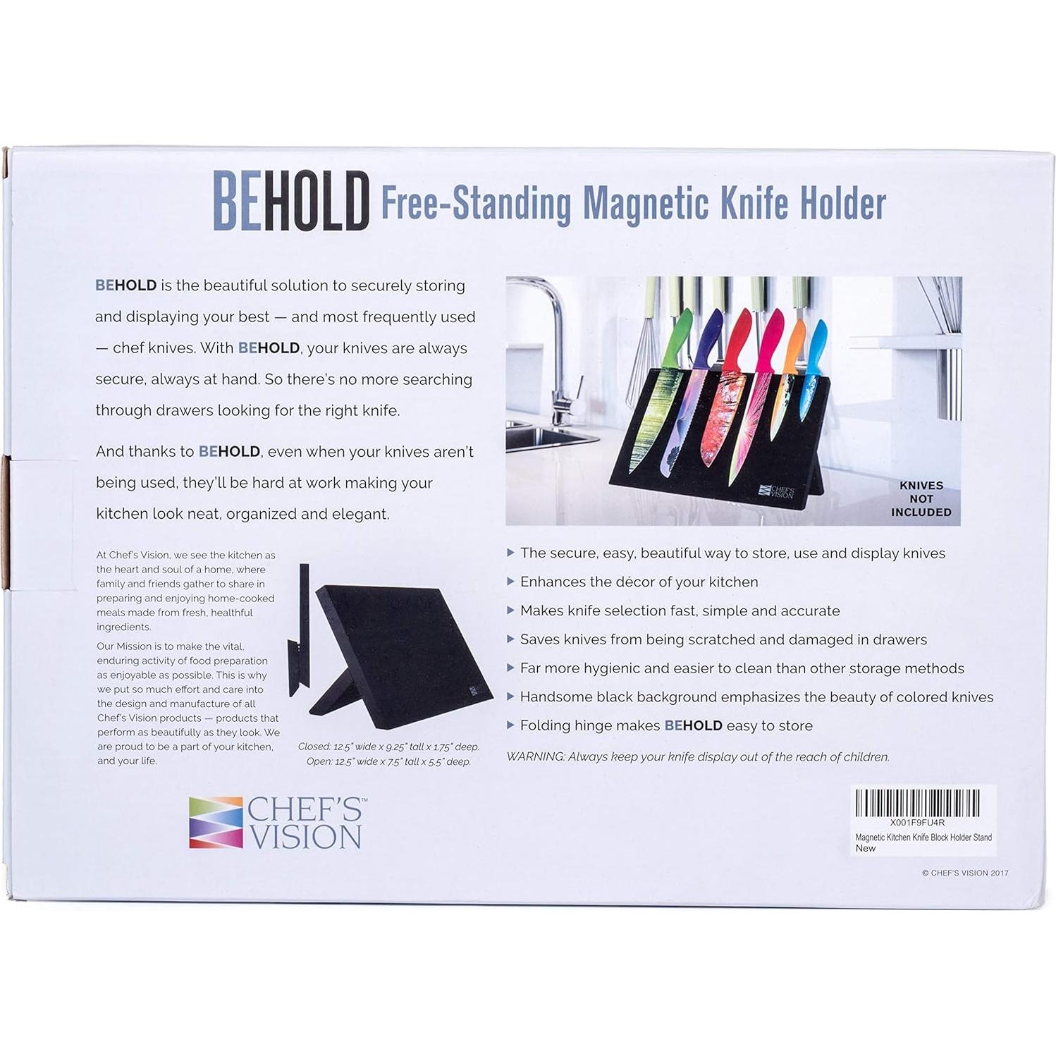 Bloque de cuchillos magnético Chef's Vision - Negro - 14 cm x 31.8 cm