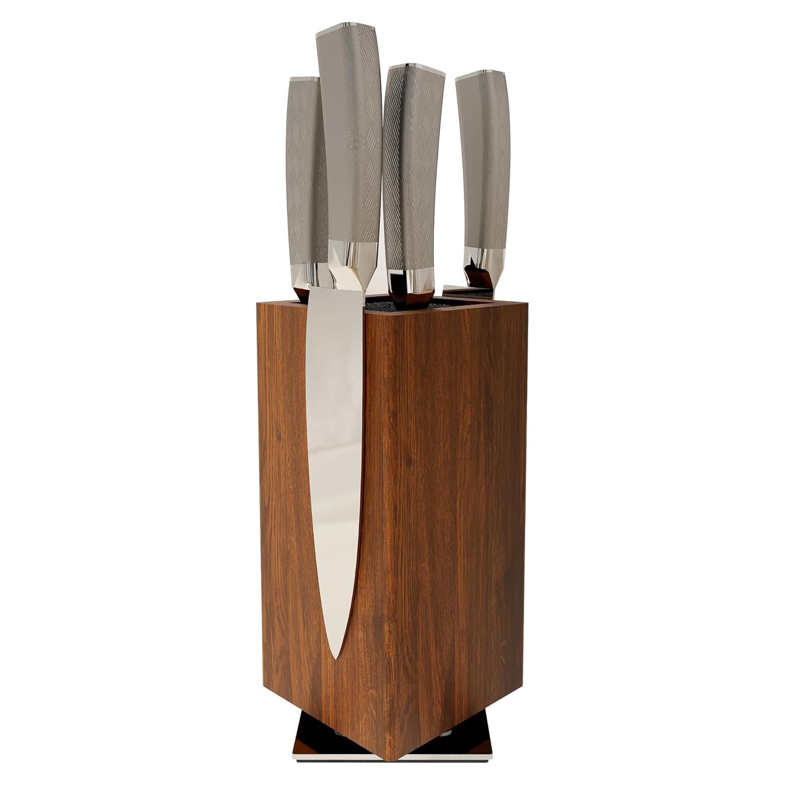 Bloque de cuchillos magnético rotativo Brosisincorp 360° Acacia