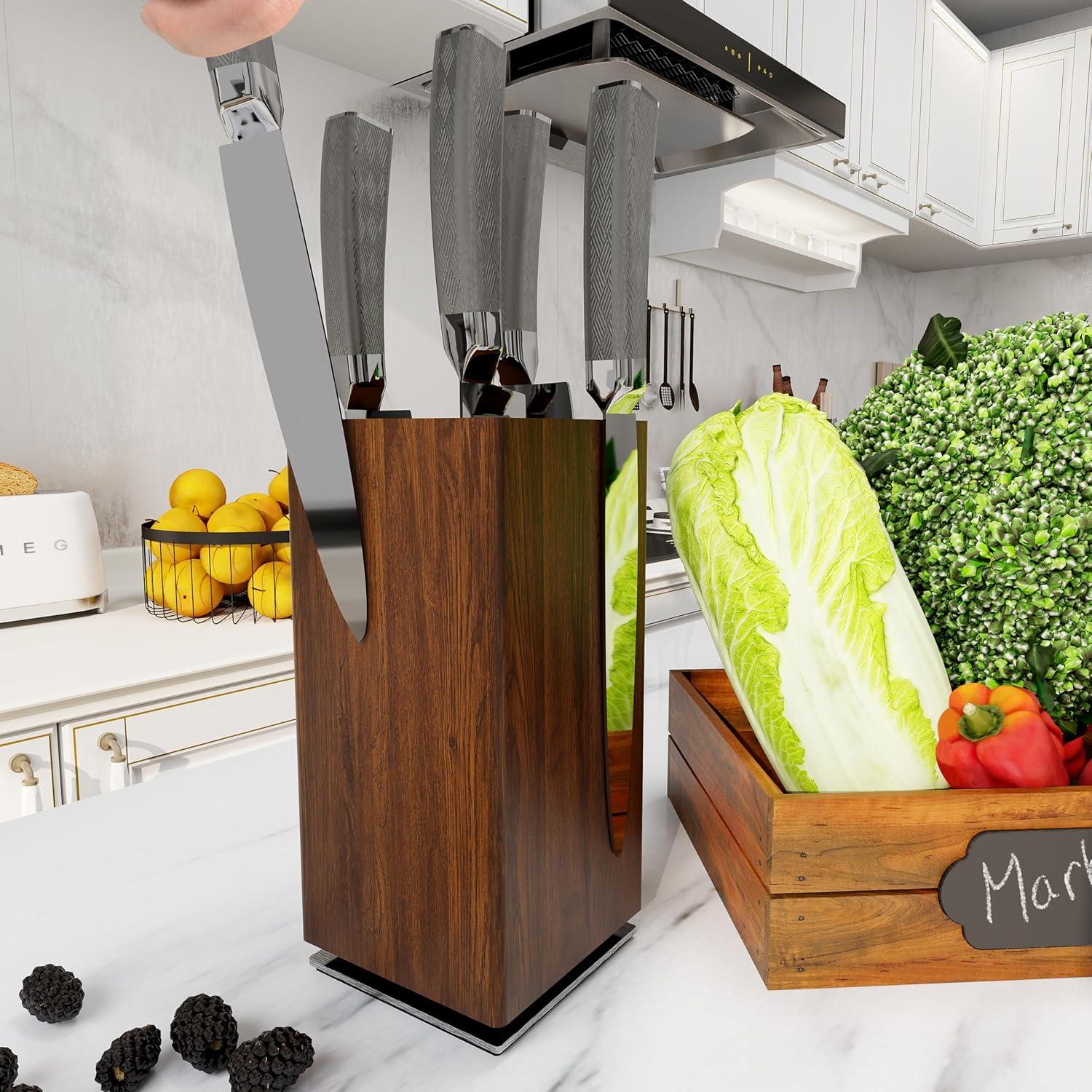 Bloque de cuchillos magnético rotativo Brosisincorp 360° Acacia