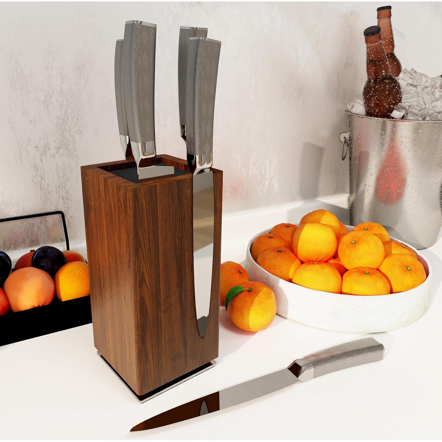 Bloque de cuchillos magnético rotativo Brosisincorp 360° Acacia