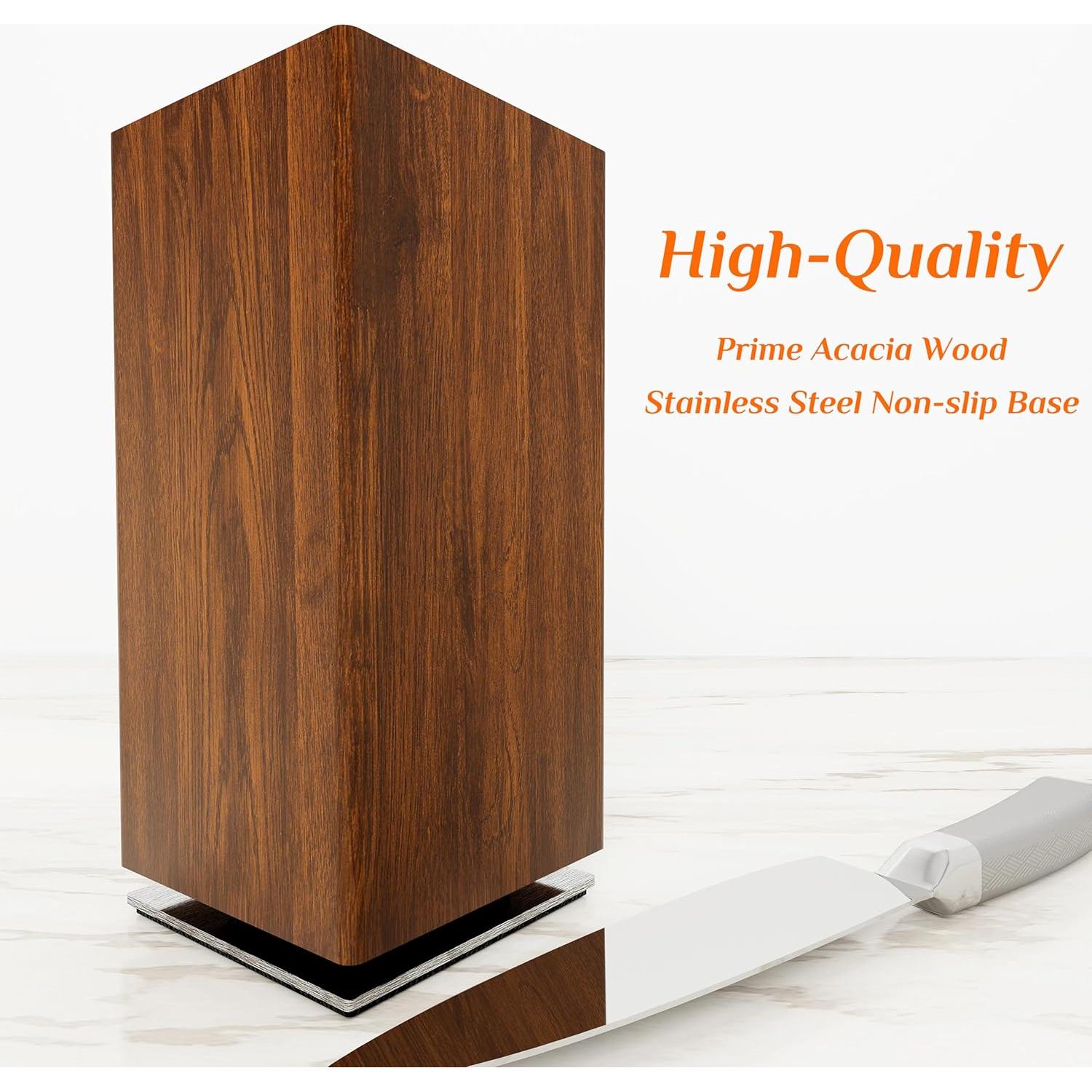 Bloque de cuchillos magnético rotativo Brosisincorp 360° Acacia