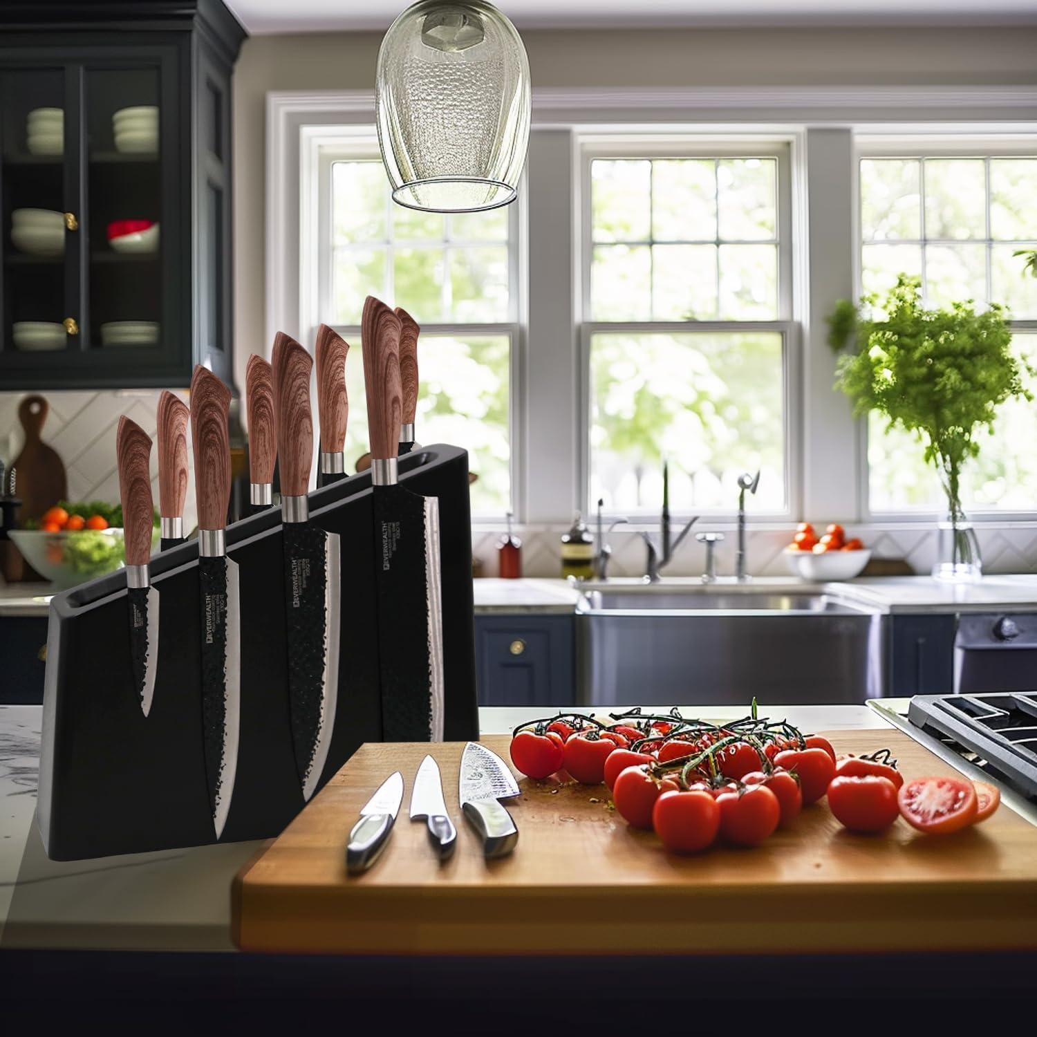 Bloque Magnético para Cuchillos Azauvc de Madera Acacia 12-18 Cuchillos