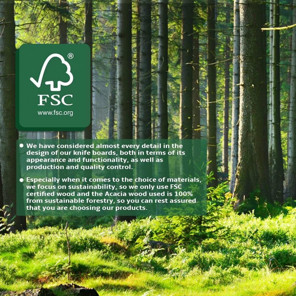 Bloque de Cuchillos Magnético Fimaten de Acacia 360° - Soporte Universal