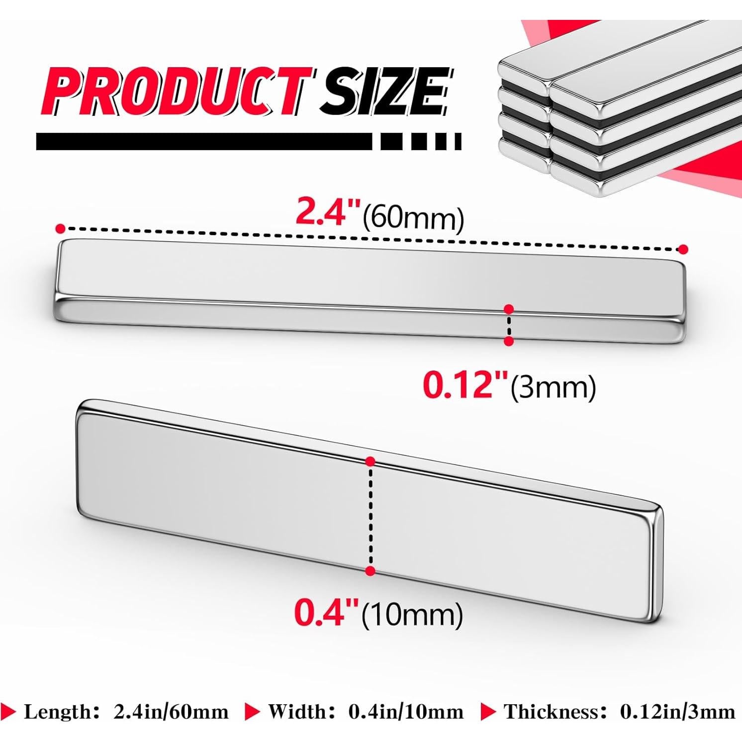 Imanes de Barra Neodimio FINDMAG 60x10x3mm - Paquete de 30