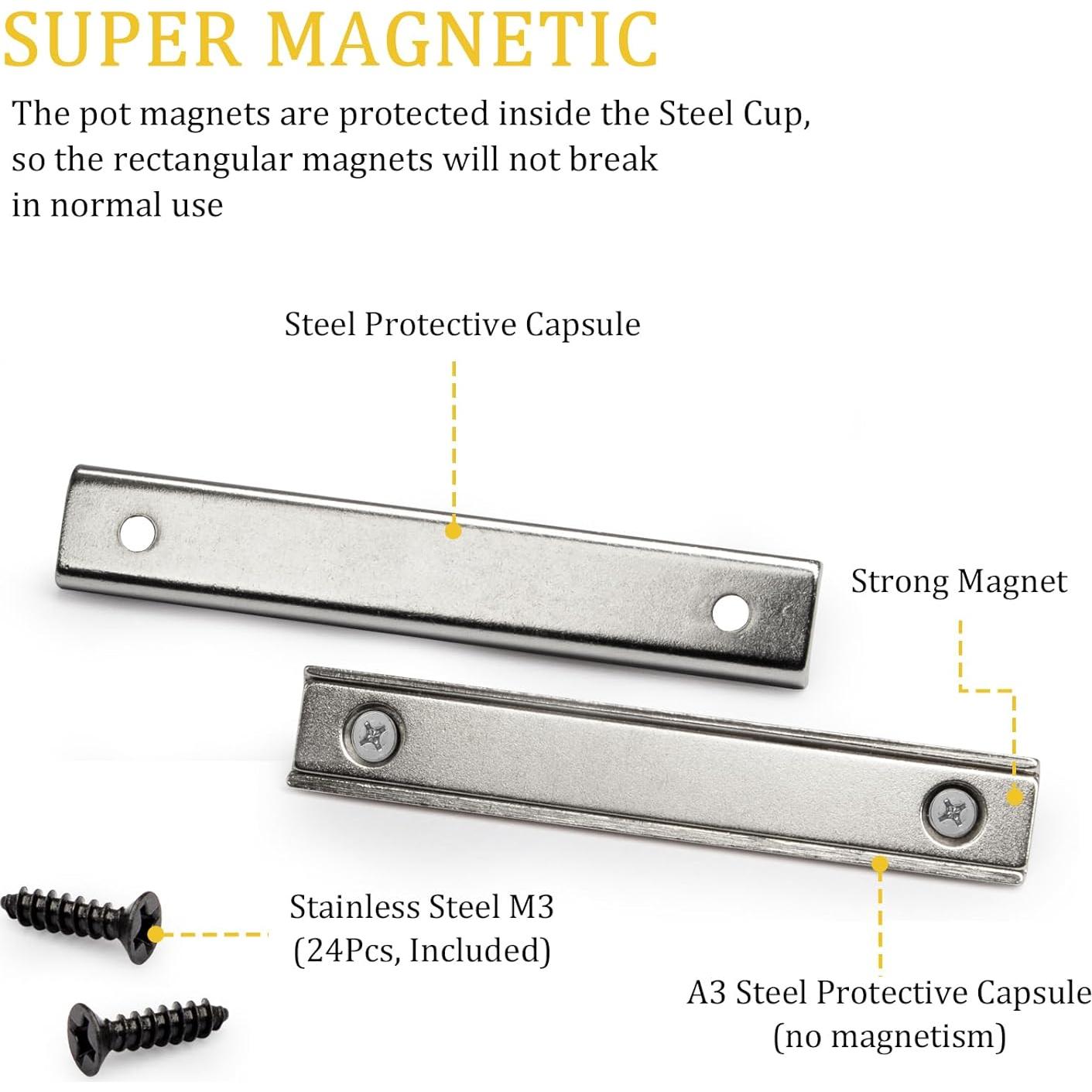 Imanes Rectangulares Neodimio NC 7.62x1.27cm Paquete de 6