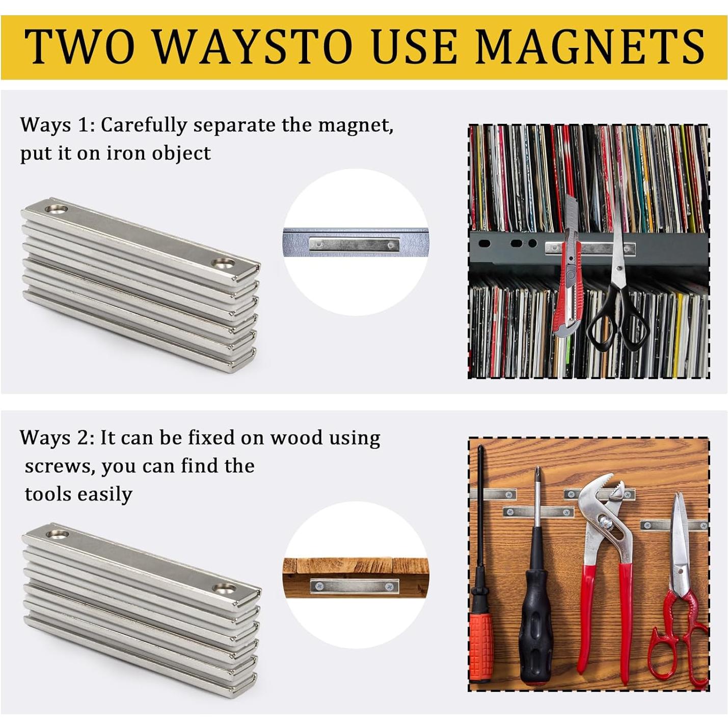 Imanes Rectangulares Neodimio NC 7.62x1.27cm Paquete de 6