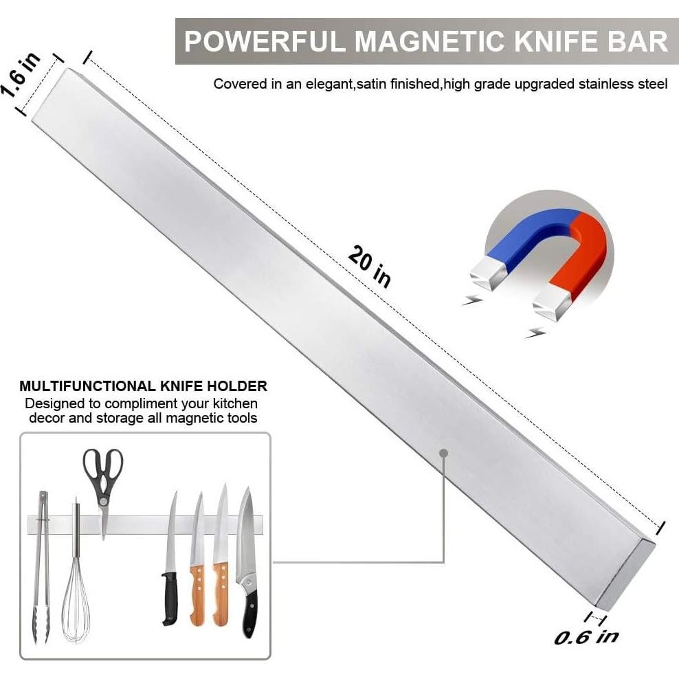 Barra Magnética para Cuchillos Ninonly 50.8 cm Acero Inoxidable