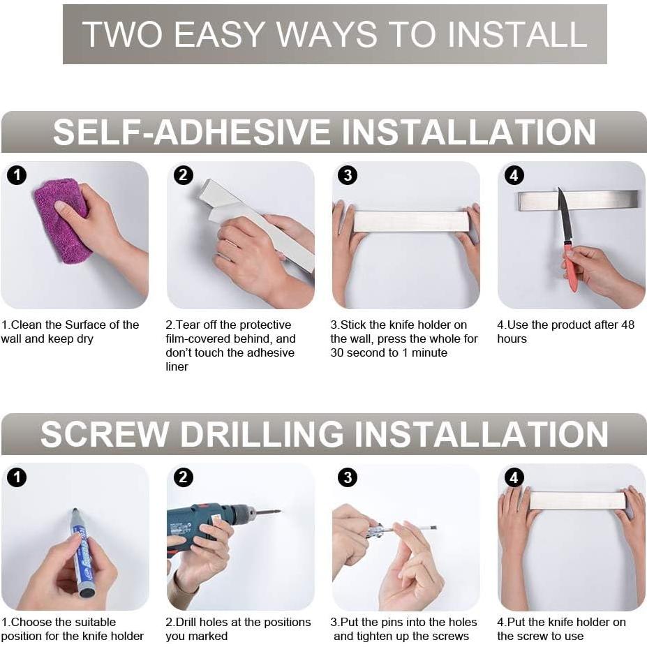 Barra Magnética para Cuchillos Ninonly 50.8 cm Acero Inoxidable